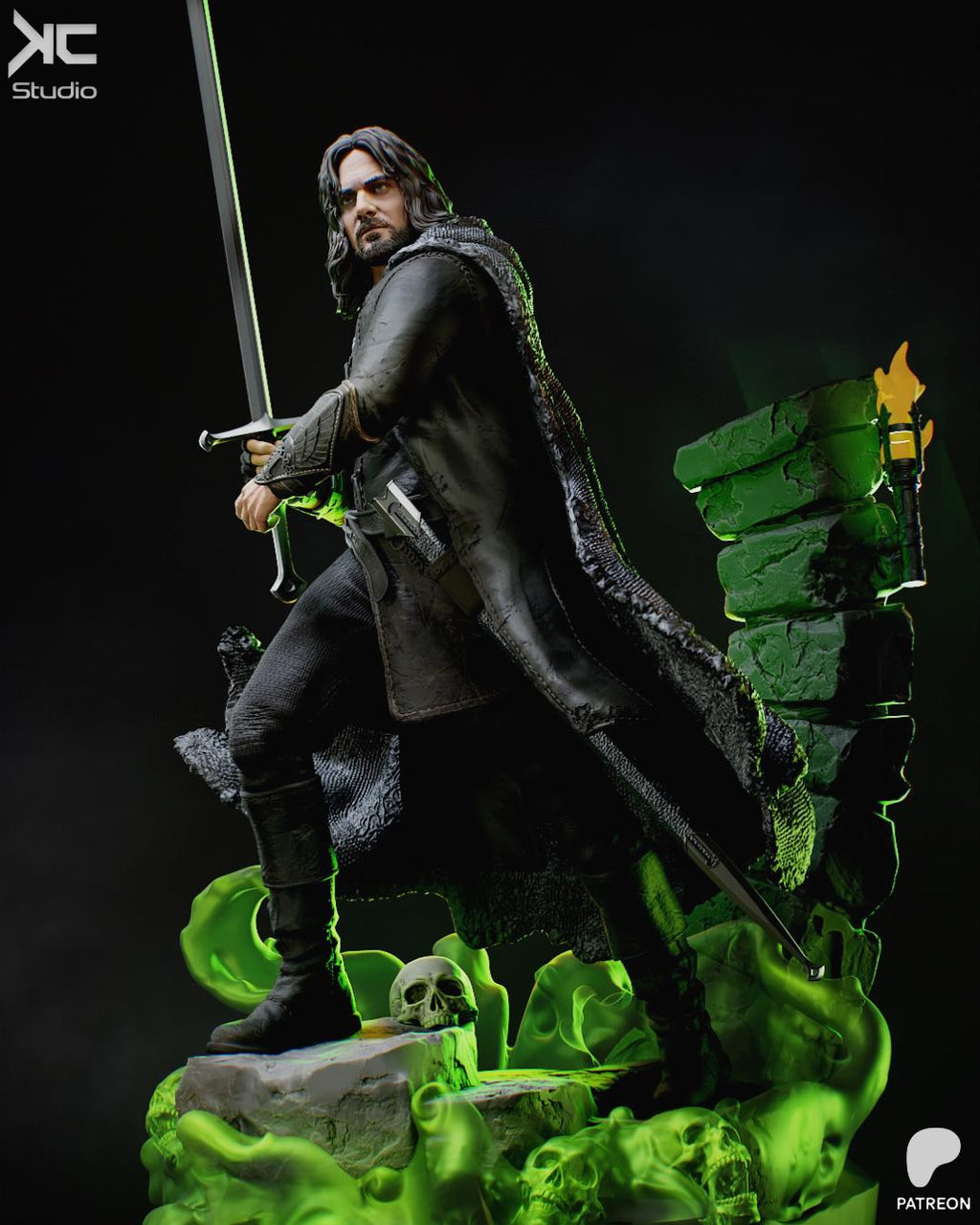 Blade Of The West - Fantasy King Medieval Hero Noble Leader Aragorn Resin Figure 16K