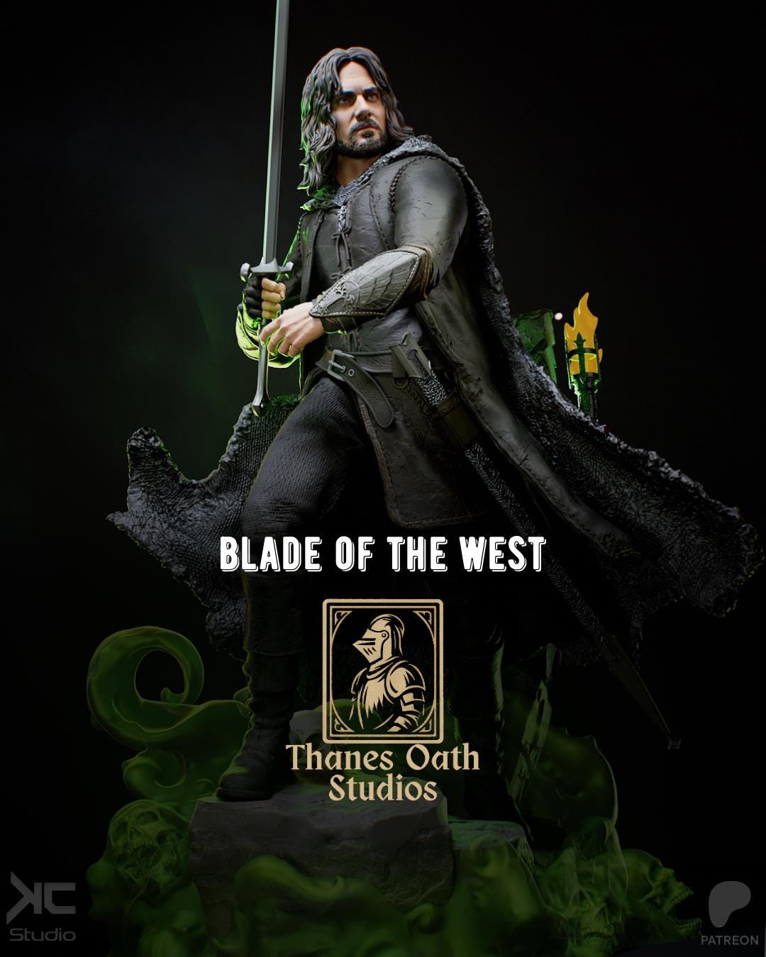 Blade Of The West - Fantasy King Medieval Hero Noble Leader Aragorn Resin Figure 16K