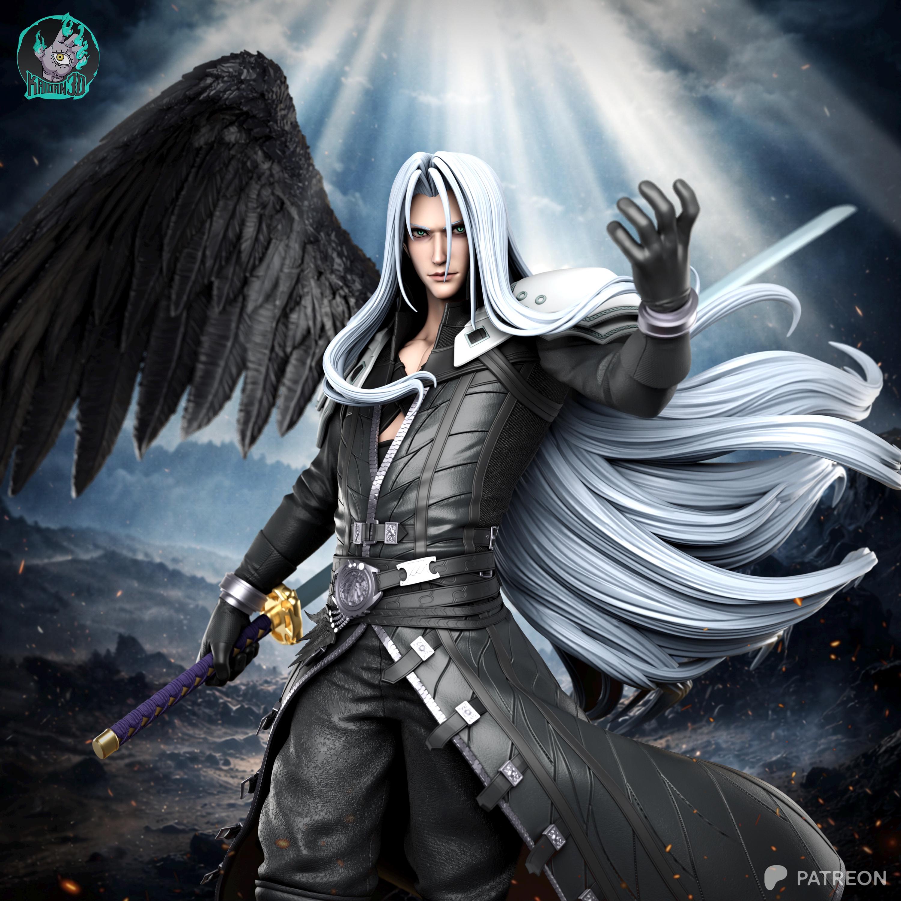 Heir Of The Black Comet - Silver Haired Villain Dark Fantasy One Winged Angel Sephiroth Resin Figure 16K