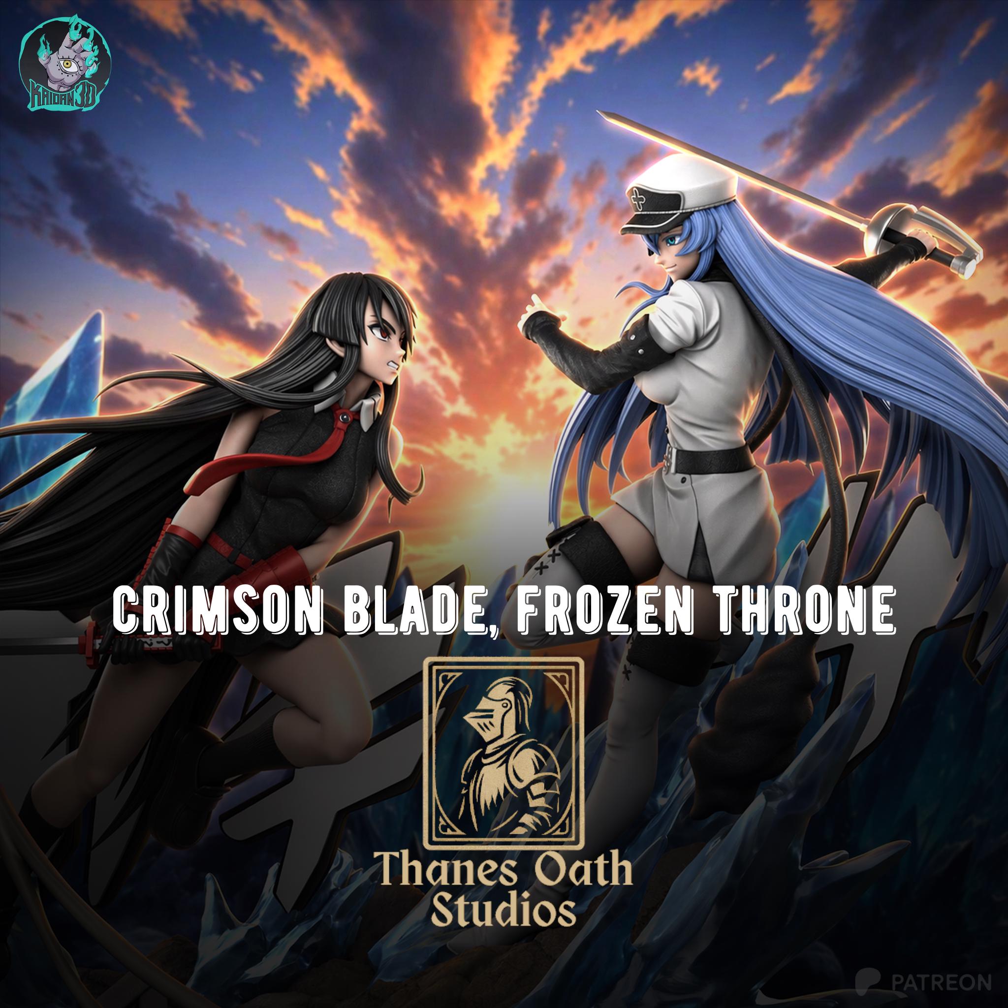 Crimson Blade, Frozen Throne - Anime Battle Diorama Female Warriors Akame Vs Esdeath Resin Figure 16K