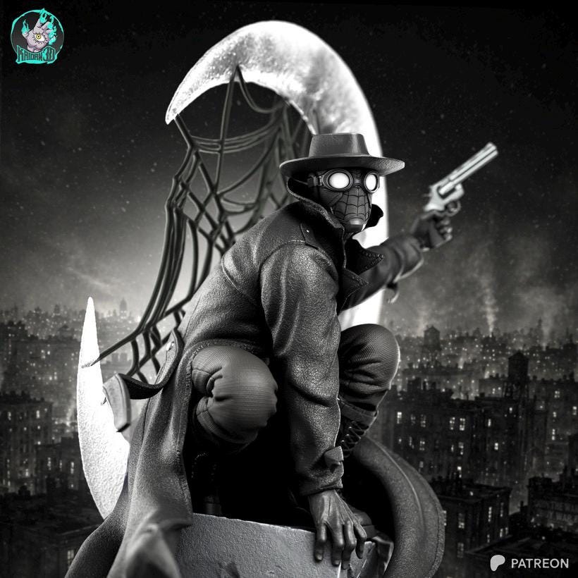 Midnight Vigilante - Noir Superhero Trench Coat Vigilanter Spider-man Noir Resin Figure 16K