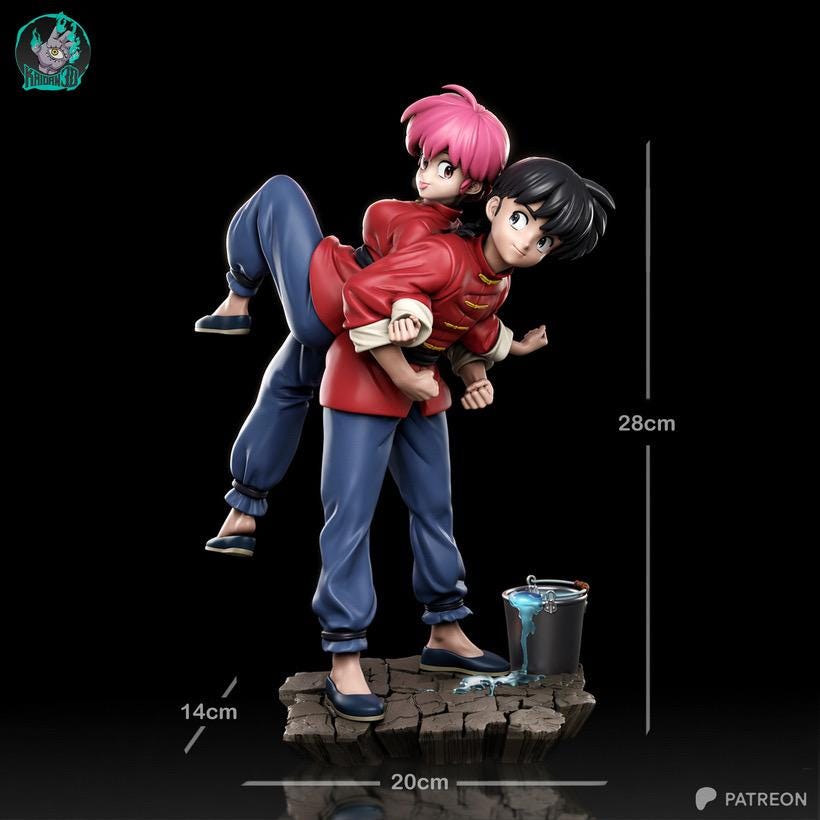 One Fate In Two Forms - Dual Anime Character Twin Form Ranma & Ranma-chan Resin Figure 16K