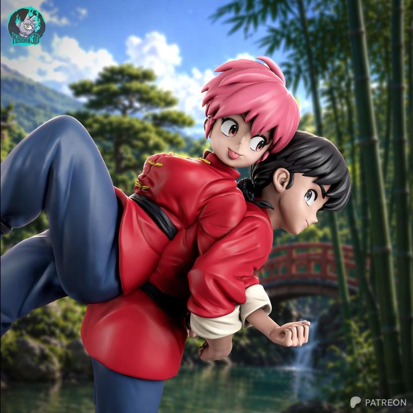 One Fate In Two Forms - Dual Anime Character Twin Form Ranma & Ranma-chan Resin Figure 16K