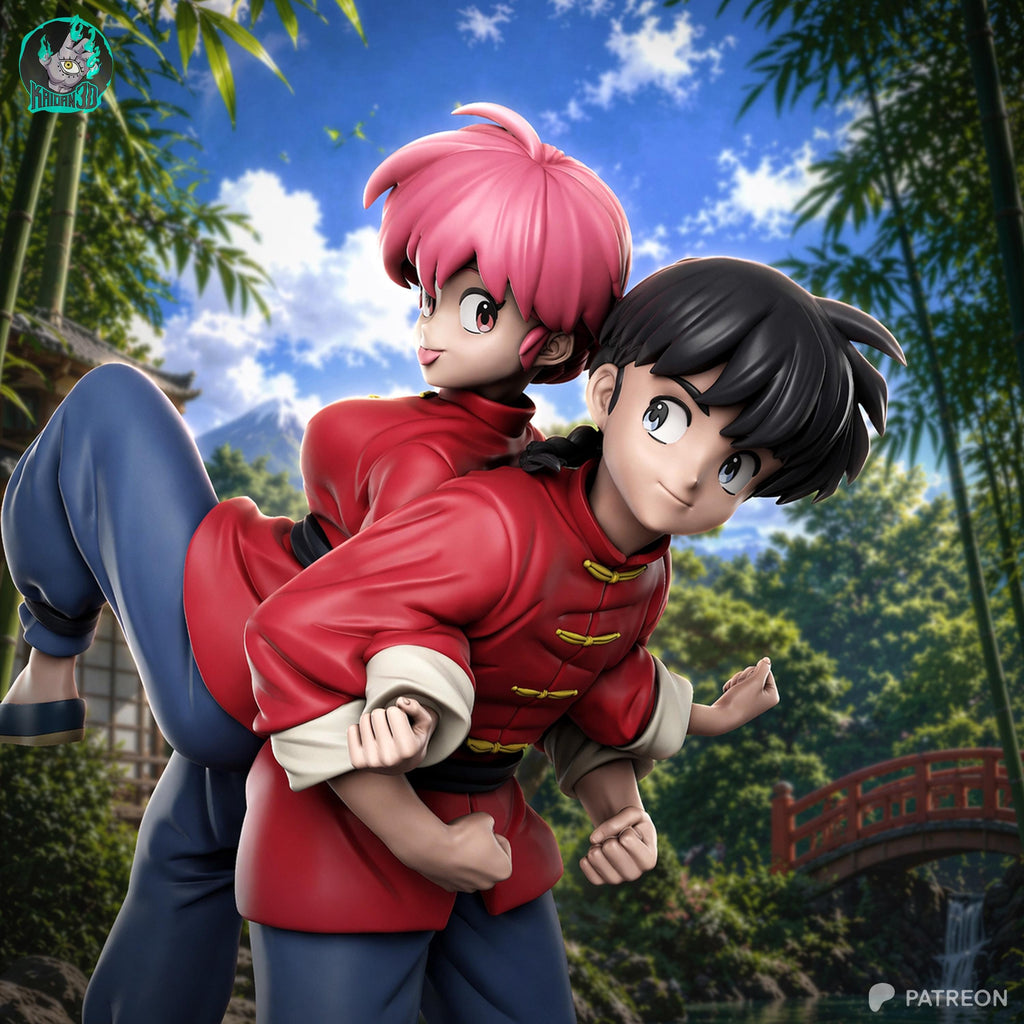 One Fate In Two Forms - Dual Anime Character Twin Form Ranma & Ranma-chan Resin Figure 16K