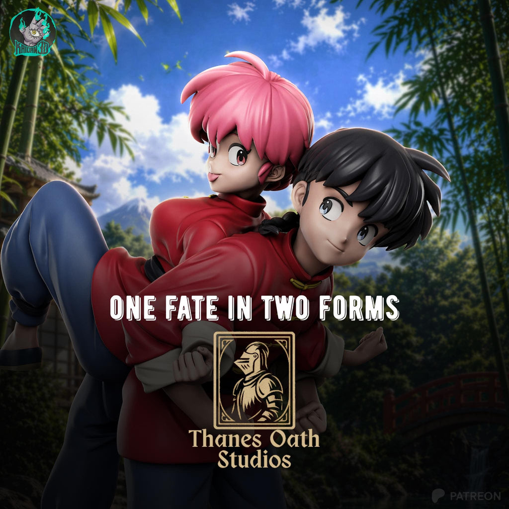 One Fate In Two Forms - Dual Anime Character Twin Form Ranma & Ranma-chan Resin Figure 16K