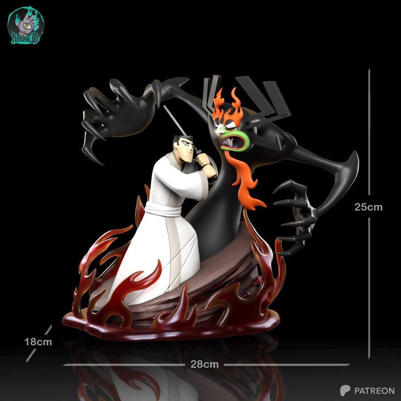 Blade Against Eternity - Samurai Battle Diorama Hero Vs Demon Jack Vs Aku Resin Figure 16K