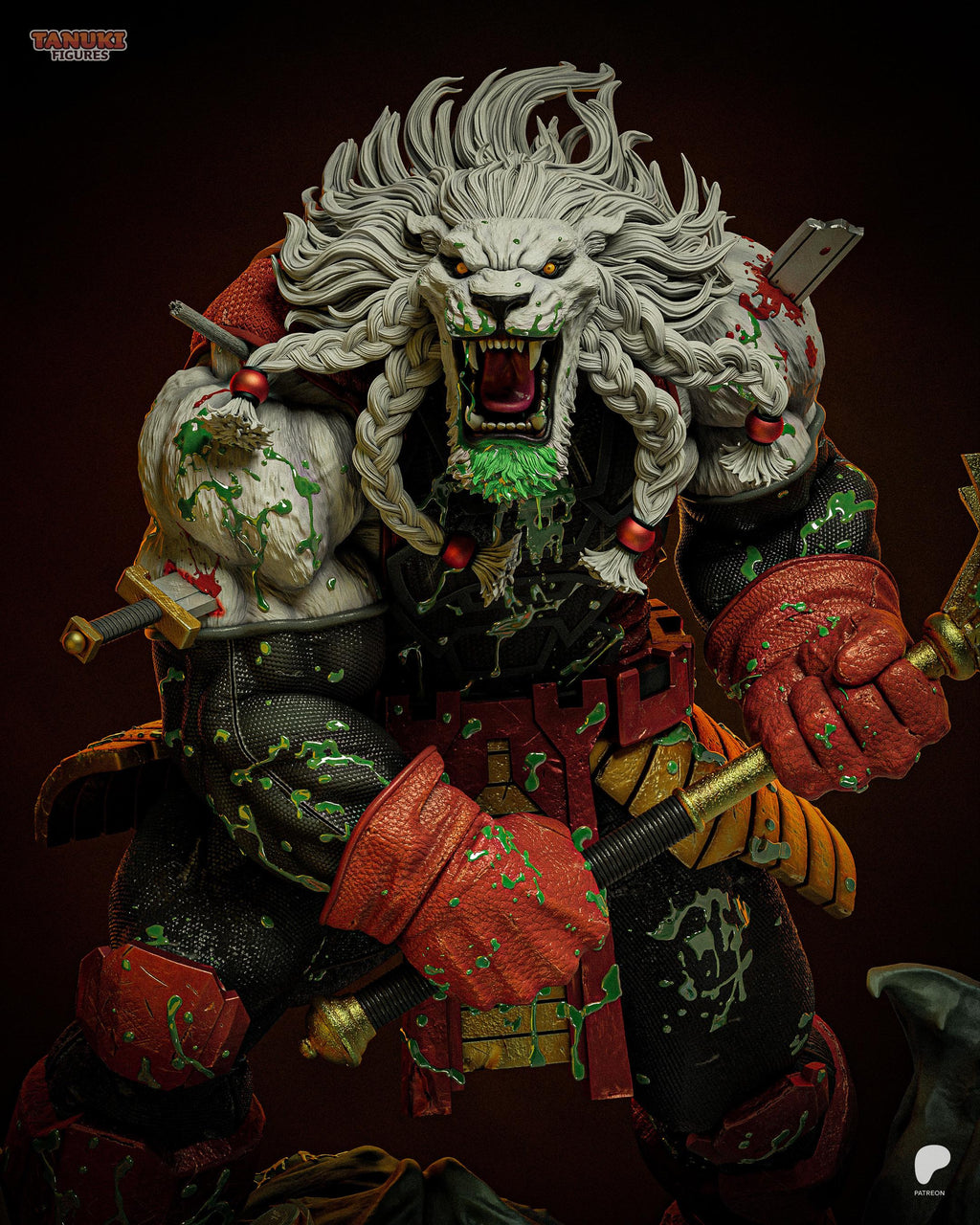 Lion Of The Endless War - Lion Warrior Alien Gladiator Berserker Battle Beast Resin Figure 16K