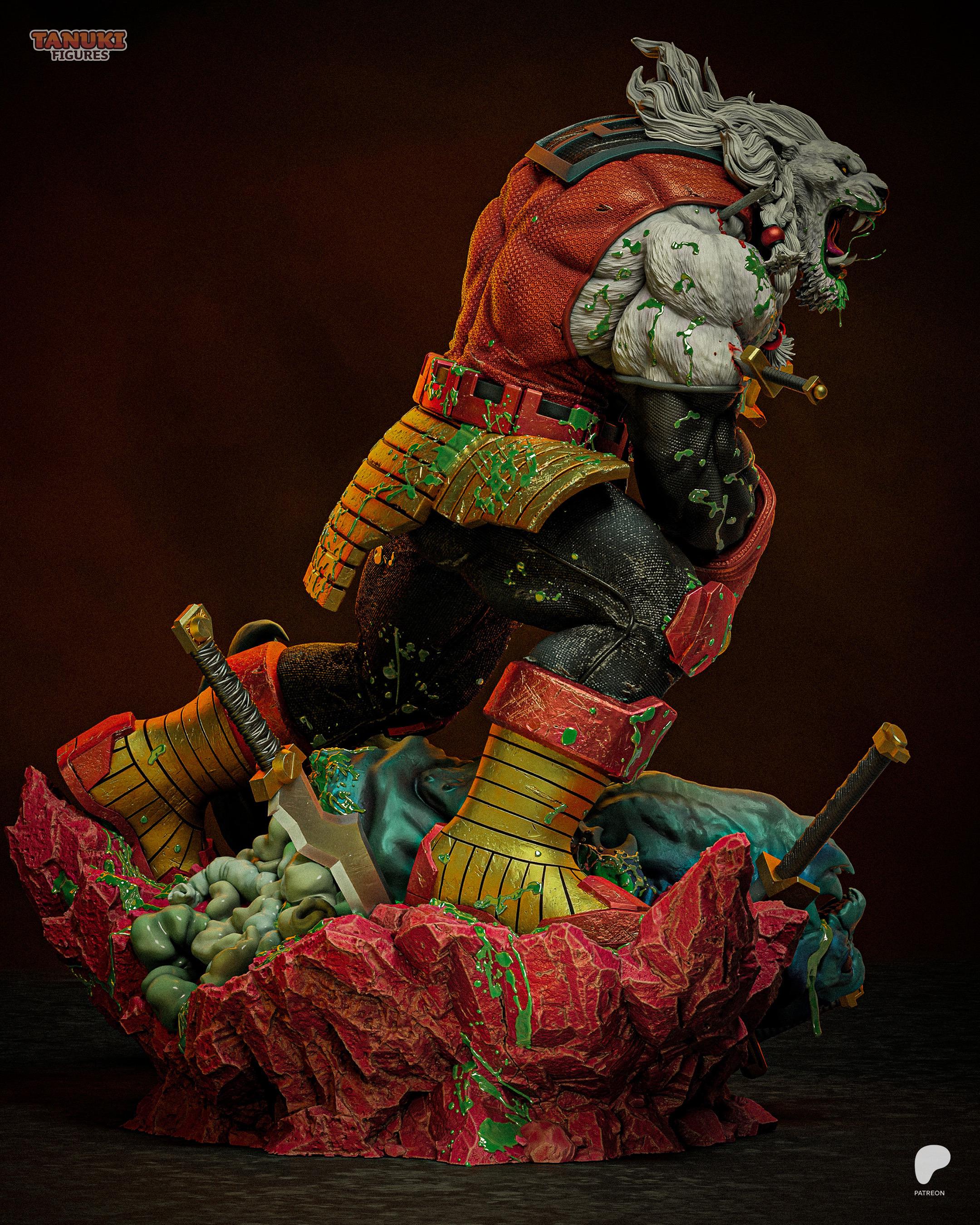 Lion Of The Endless War - Lion Warrior Alien Gladiator Berserker Battle Beast Resin Figure 16K