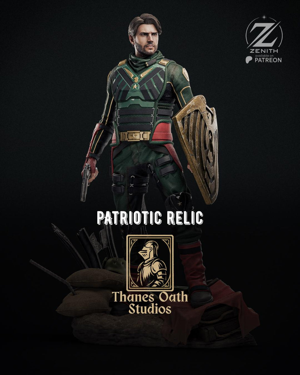 Patriotic Relic - Superhero Military War Hero Comic Character Soldier Boy Resin Figure 16K