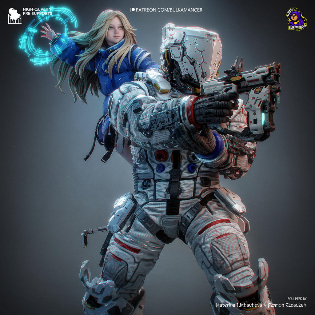 The Last Transmission - Sci Fi Game Diorama Astronaut Figure Diana And Hugh Resin Figure 16K