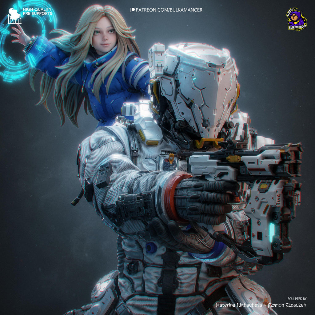 The Last Transmission - Sci Fi Game Diorama Astronaut Figure Diana And Hugh Resin Figure 16K