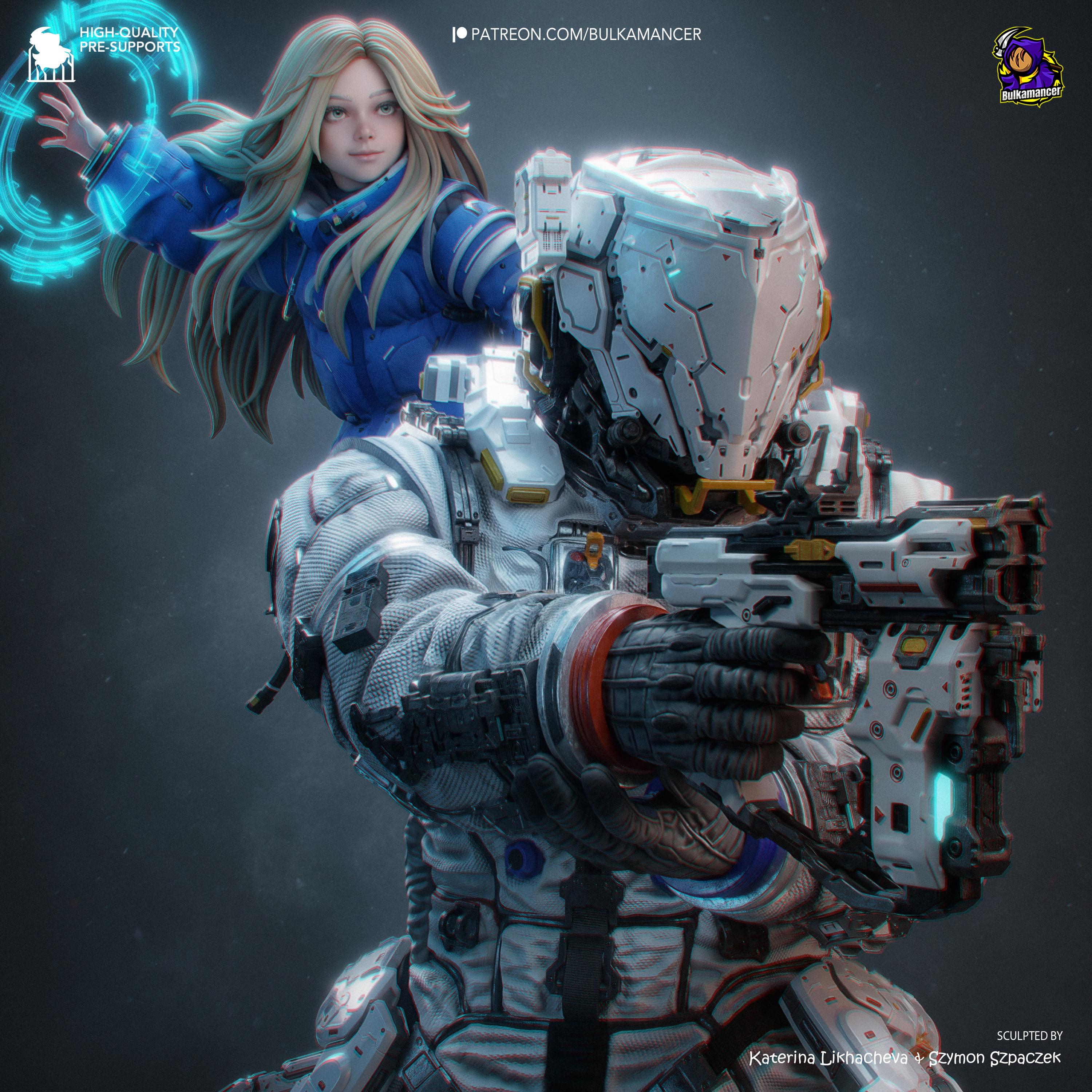 The Last Transmission - Sci Fi Game Diorama Astronaut Figure Diana And Hugh Resin Figure 16K