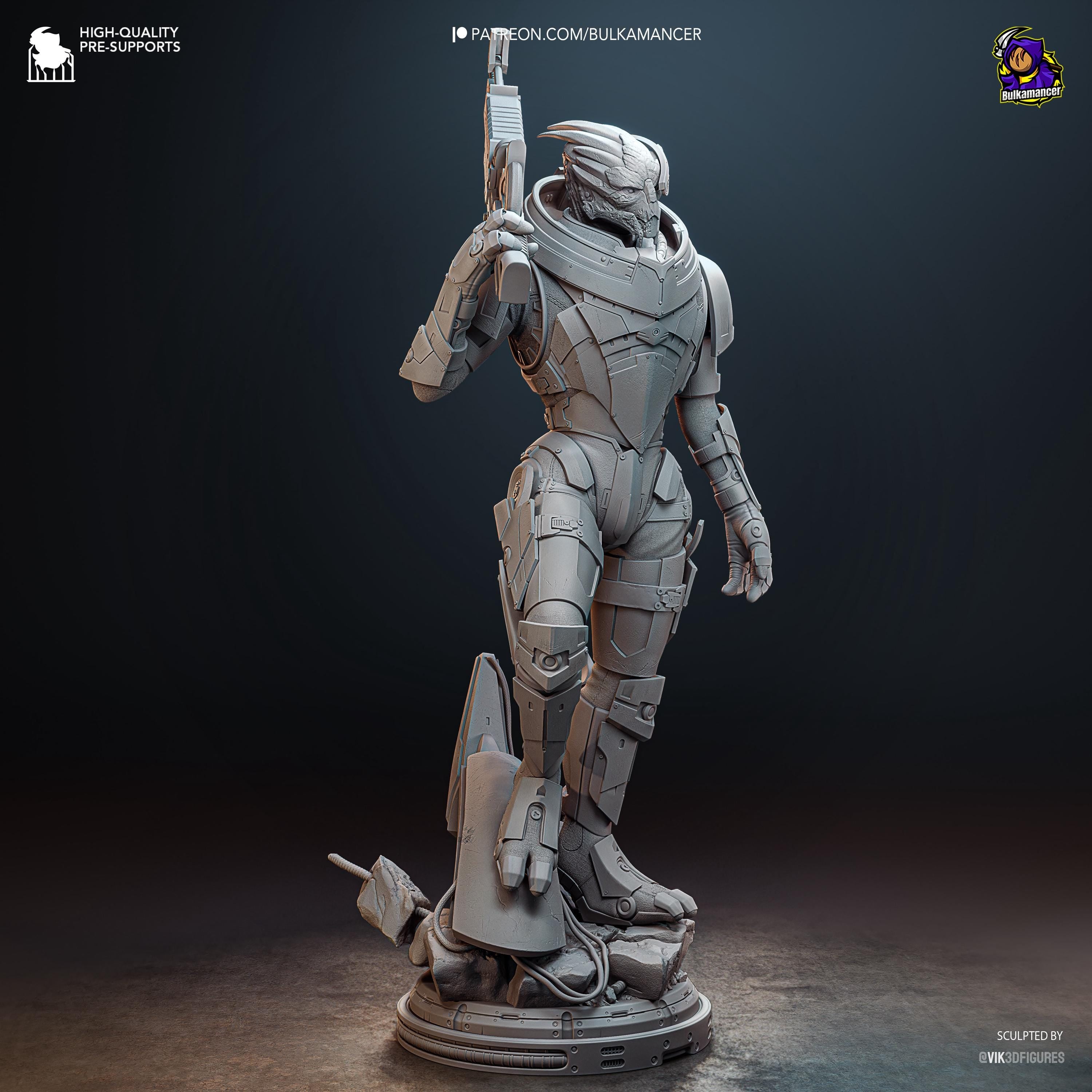 Turian Renegade - Alien Sniper Space Warrior Sci Fi Garrus Resin Figure 16K