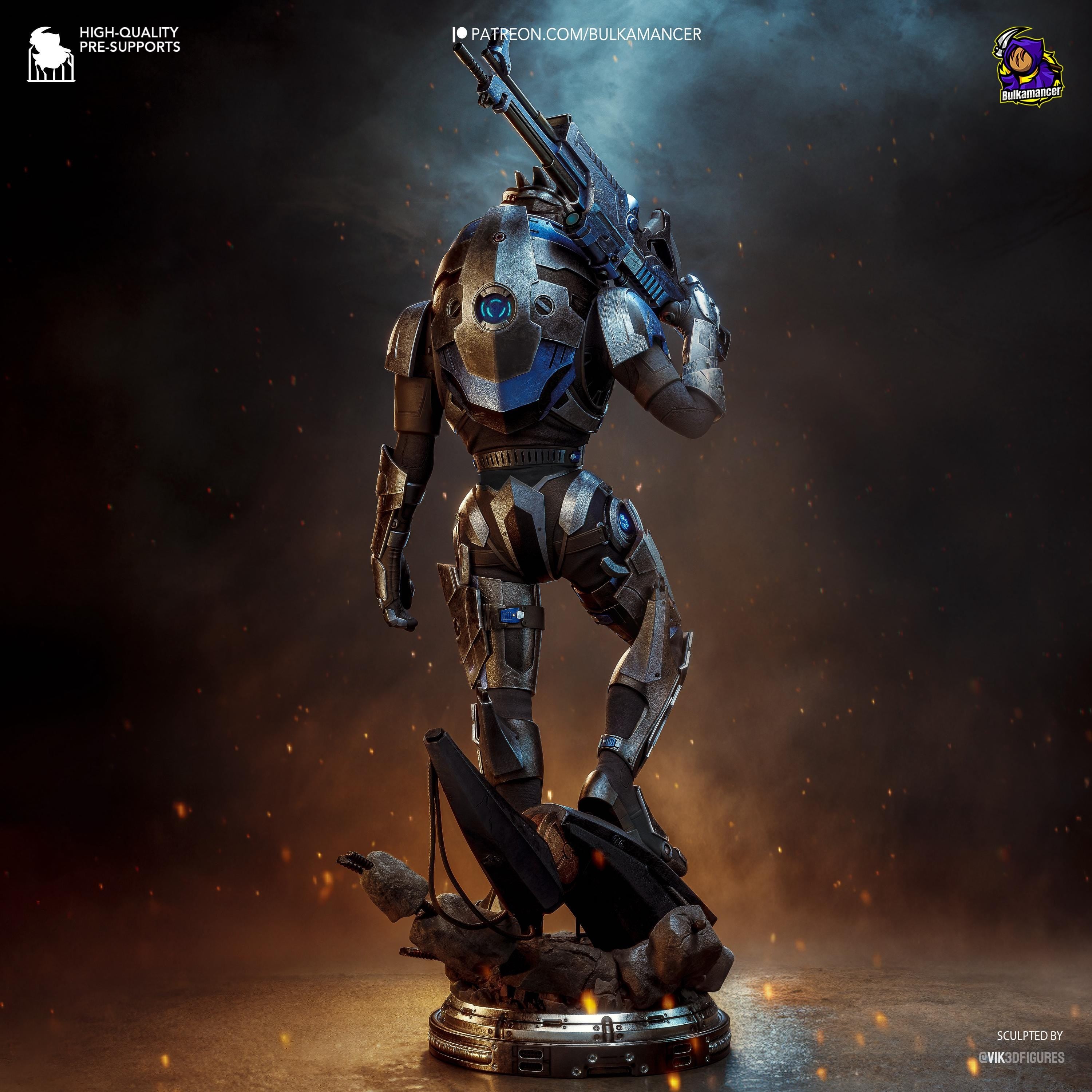Turian Renegade - Alien Sniper Space Warrior Sci Fi Garrus Resin Figure 16K