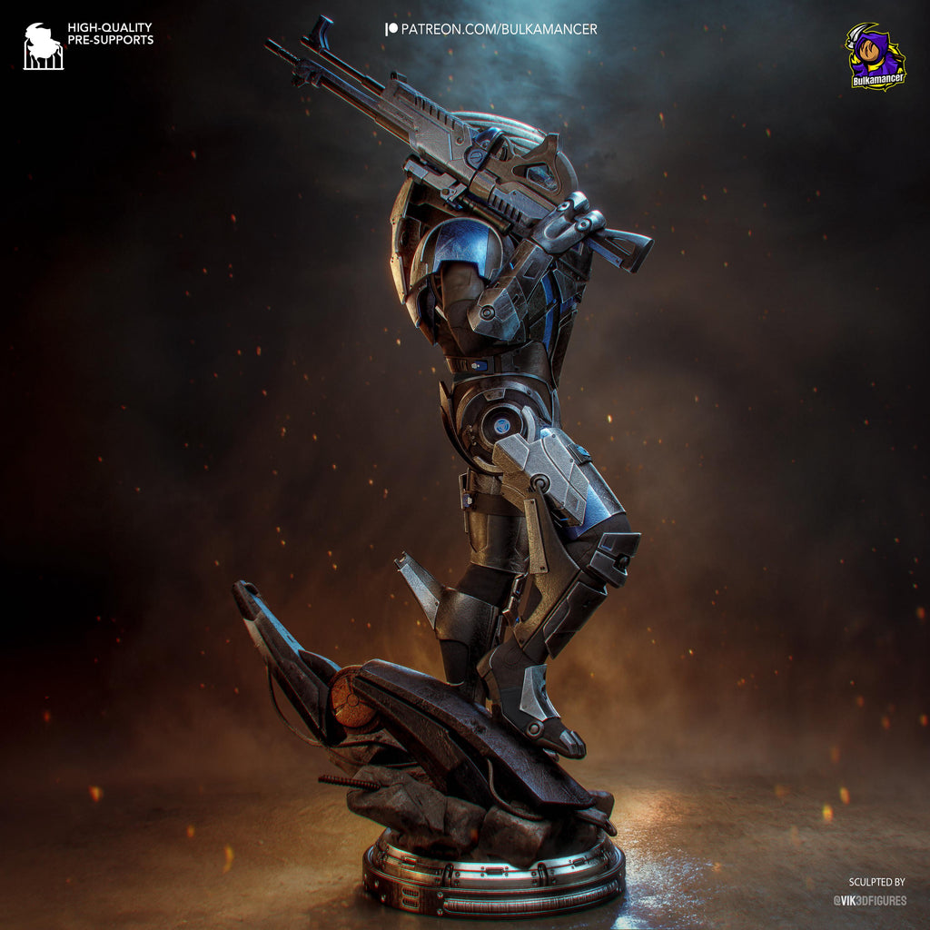 Turian Renegade - Alien Sniper Space Warrior Sci Fi Garrus Resin Figure 16K