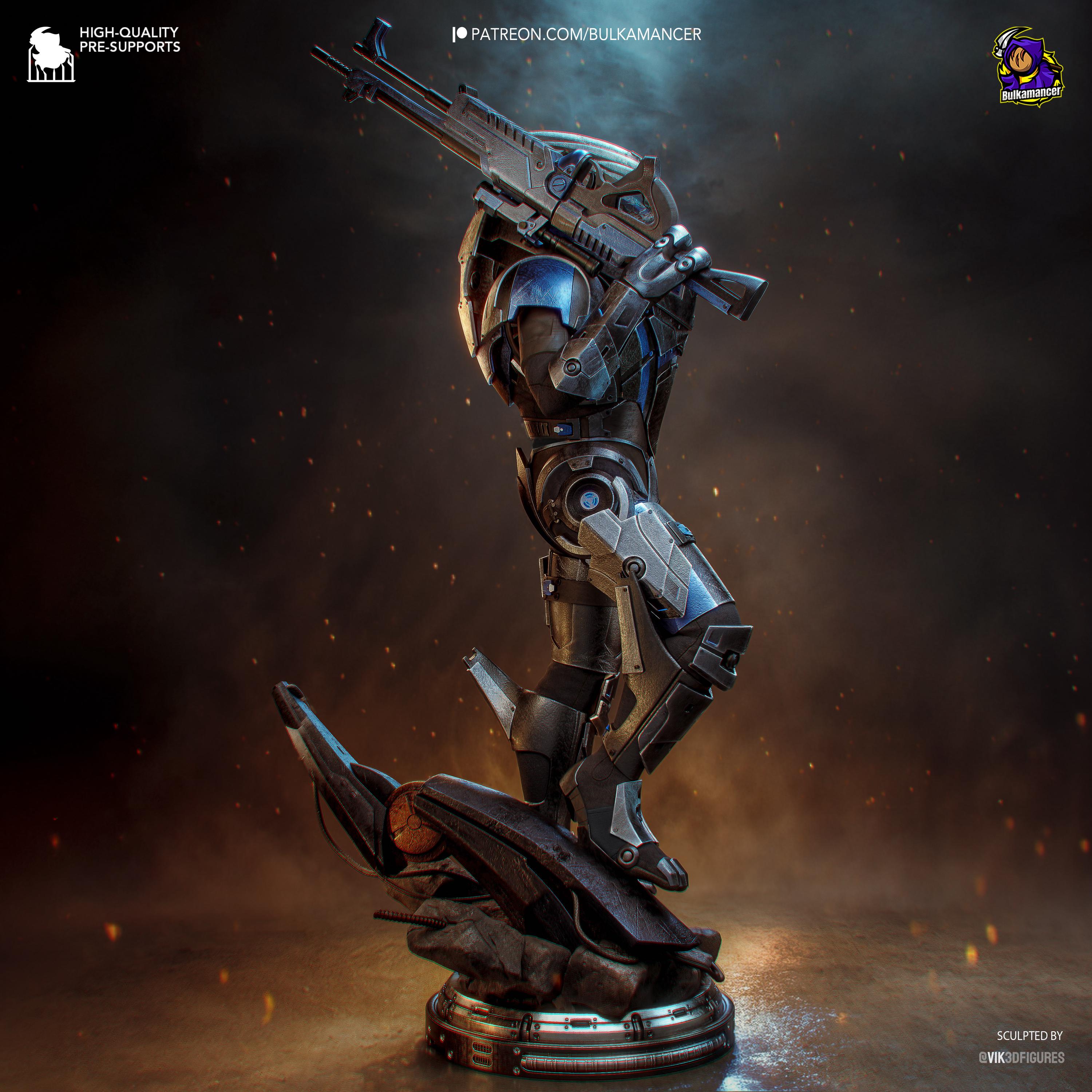 Turian Renegade - Alien Sniper Space Warrior Sci Fi Garrus Resin Figure 16K
