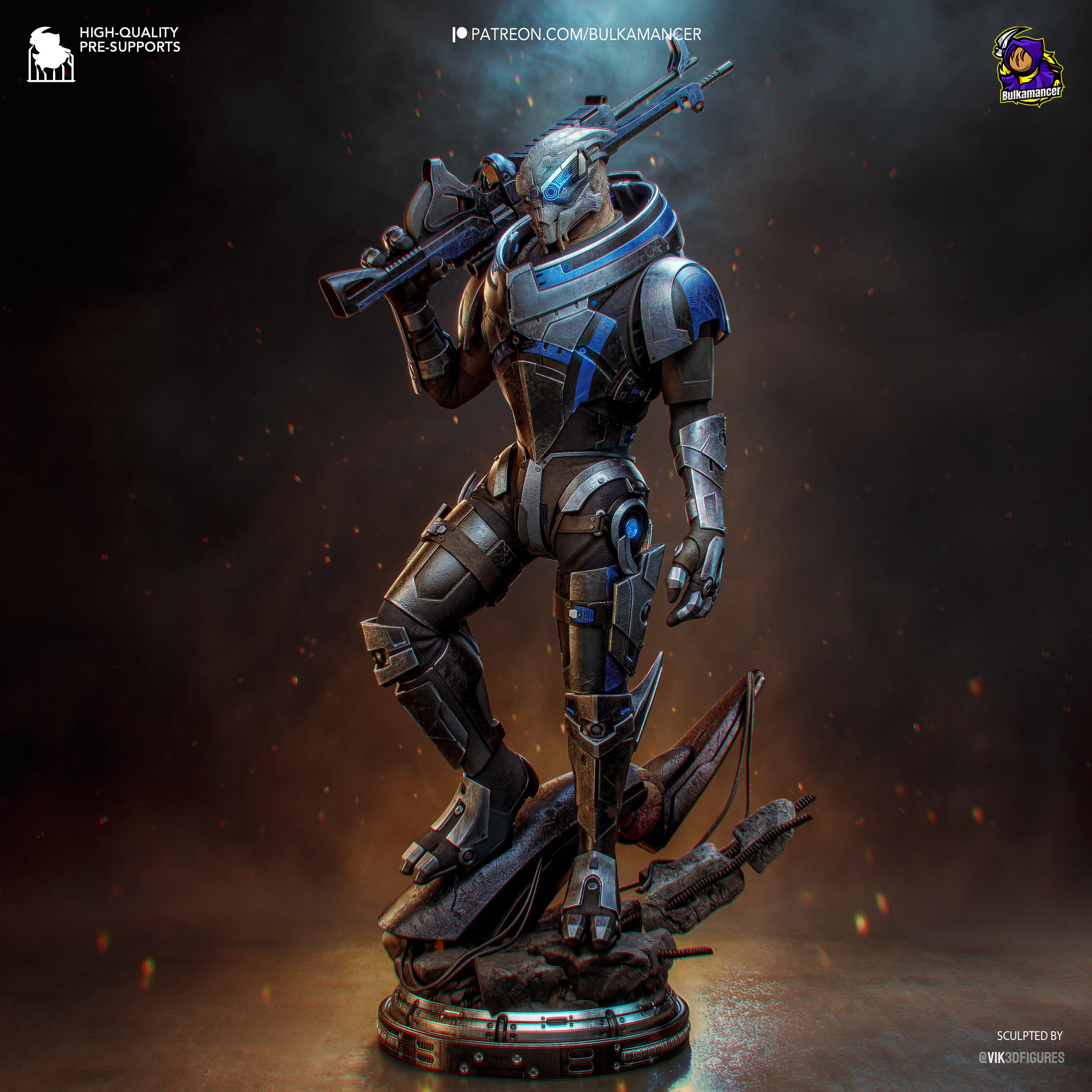 Turian Renegade - Alien Sniper Space Warrior Sci Fi Garrus Resin Figure 16K