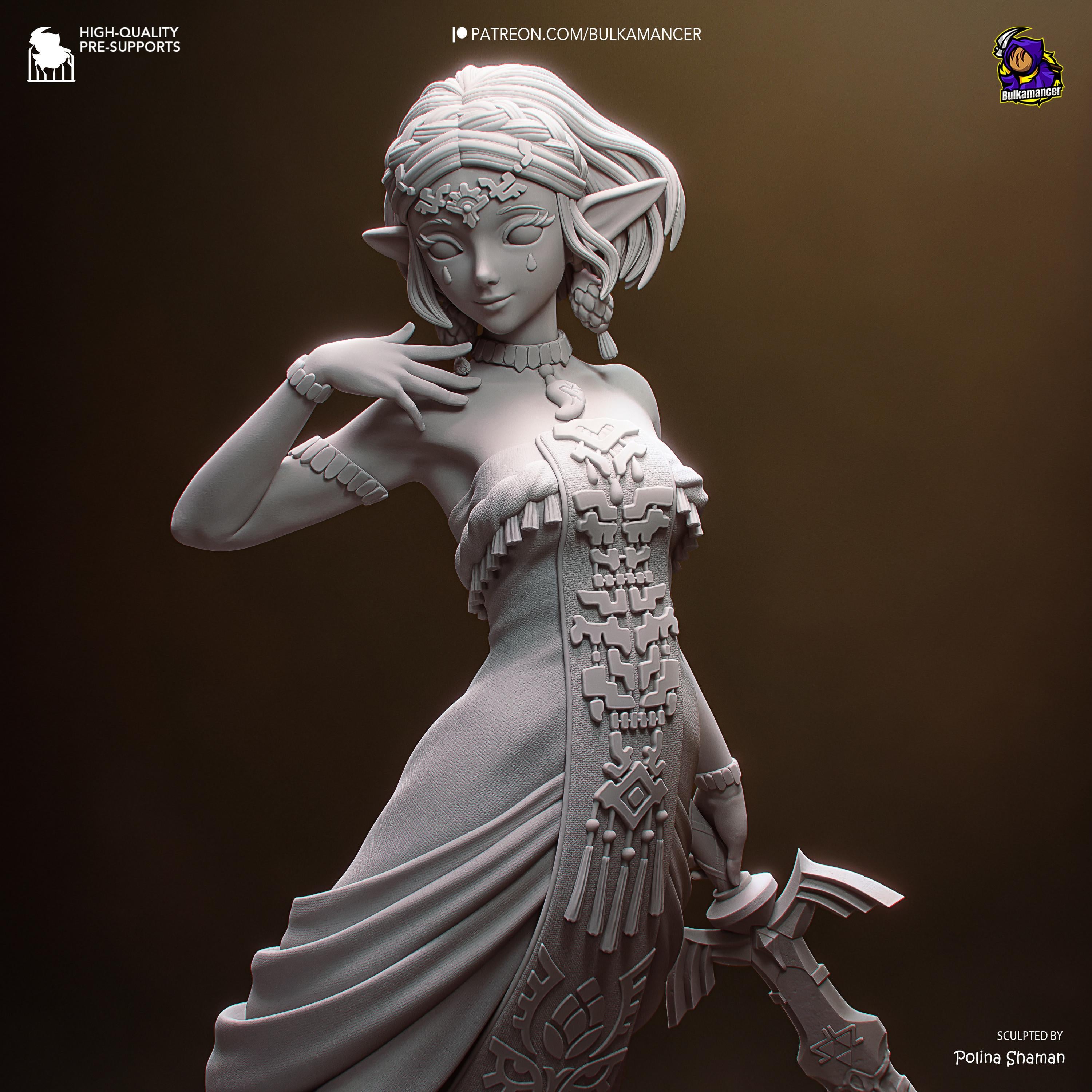 Light Beneath The Kingdom - Fantasy Princess Elf Warrior Zelda Resin Figure 16K