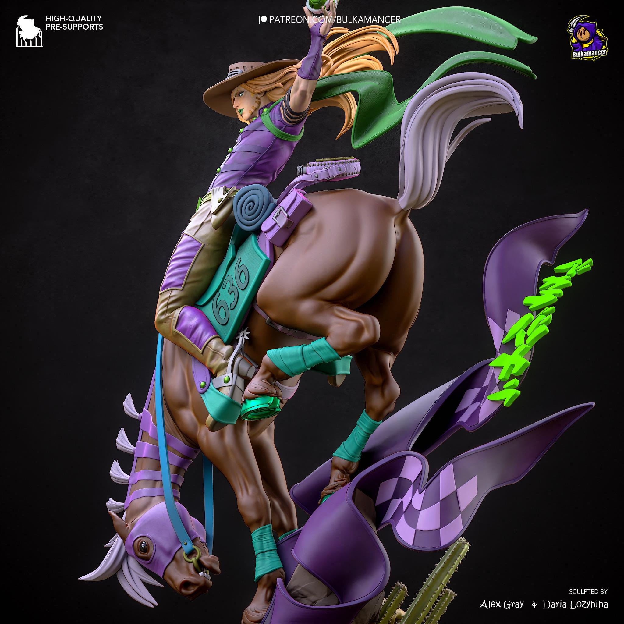 Golden Spin Cavalier - Anime Western Rider Cowboy Knight Gyro Resin Figure 16K