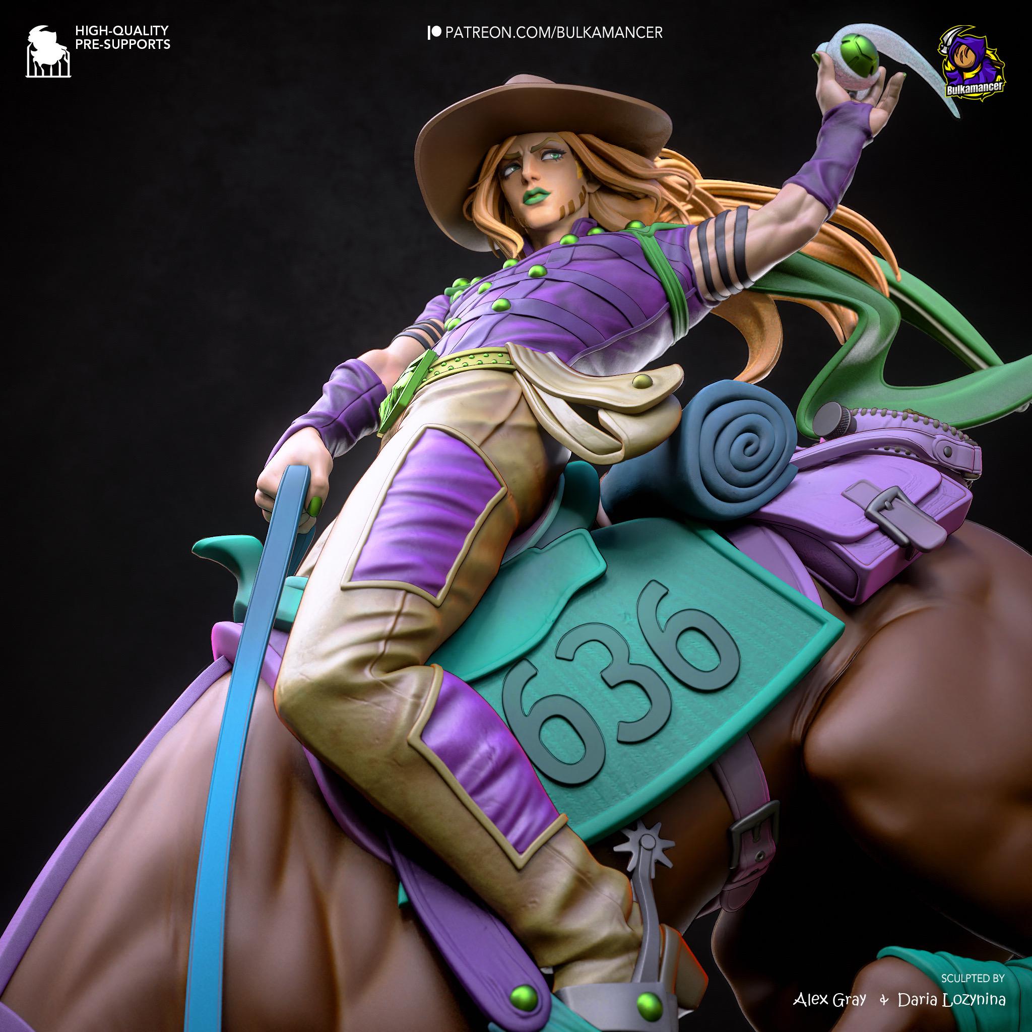 Golden Spin Cavalier - Anime Western Rider Cowboy Knight Gyro Resin Figure 16K