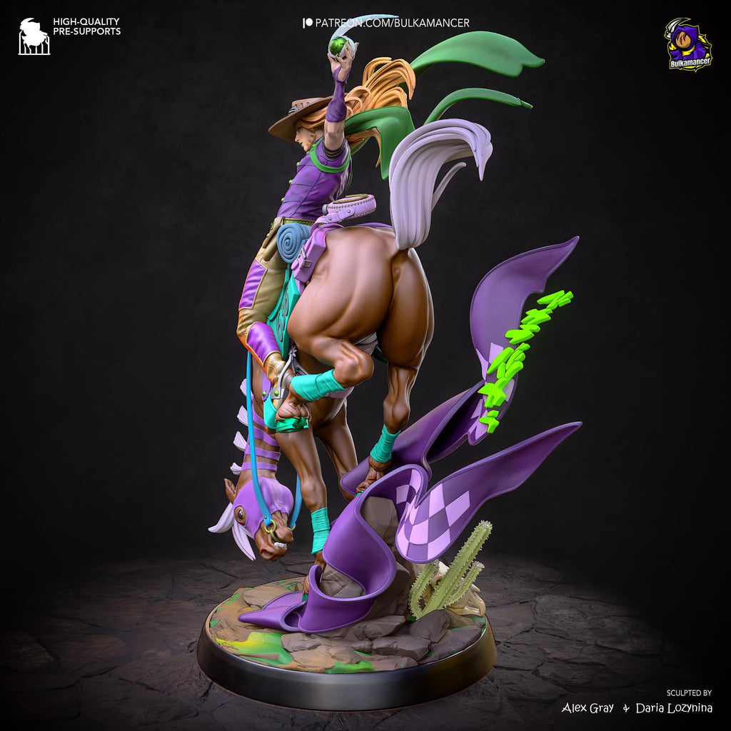 Golden Spin Cavalier - Anime Western Rider Cowboy Knight Gyro Resin Figure 16K
