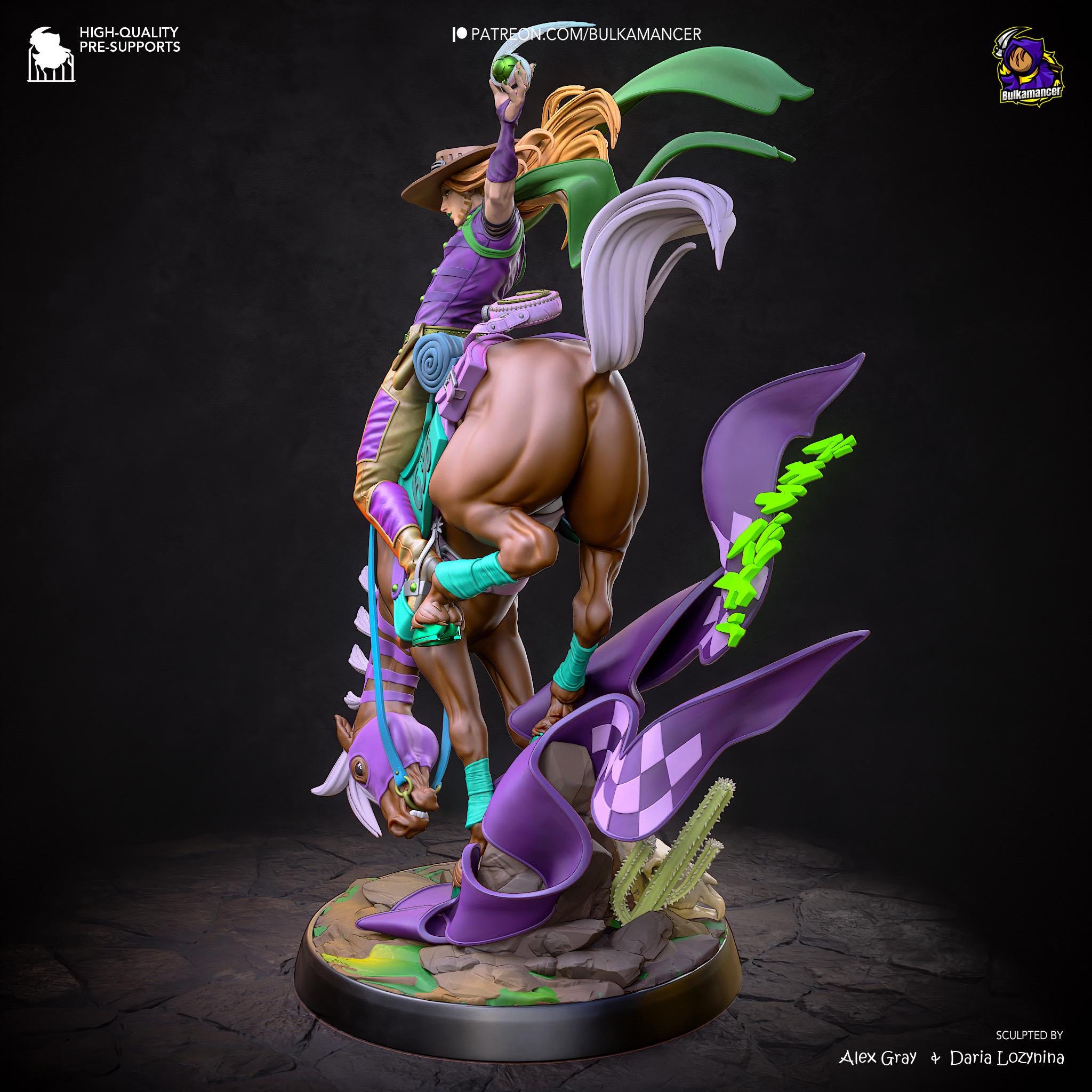 Golden Spin Cavalier - Anime Western Rider Cowboy Knight Gyro Resin Figure 16K