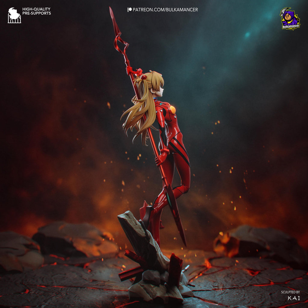 Crimson Synchronist - Anime Female Pilot Mech Asuka Langley Resin Figure 16K