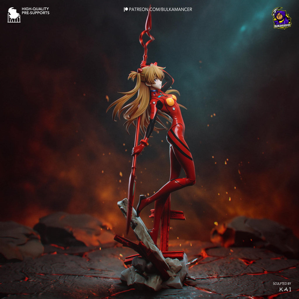 Crimson Synchronist - Anime Female Pilot Mech Asuka Langley Resin Figure 16K