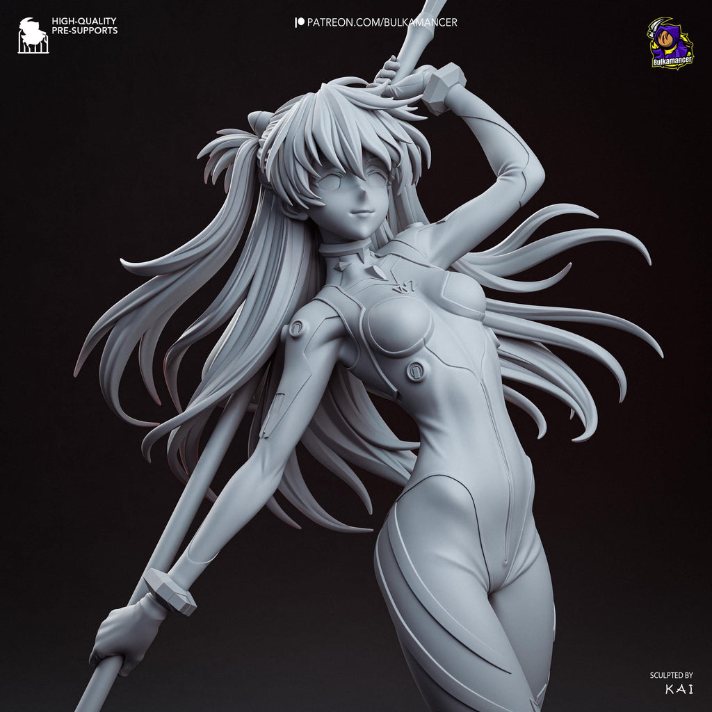 Crimson Synchronist - Anime Female Pilot Mech Asuka Langley Resin Figure 16K