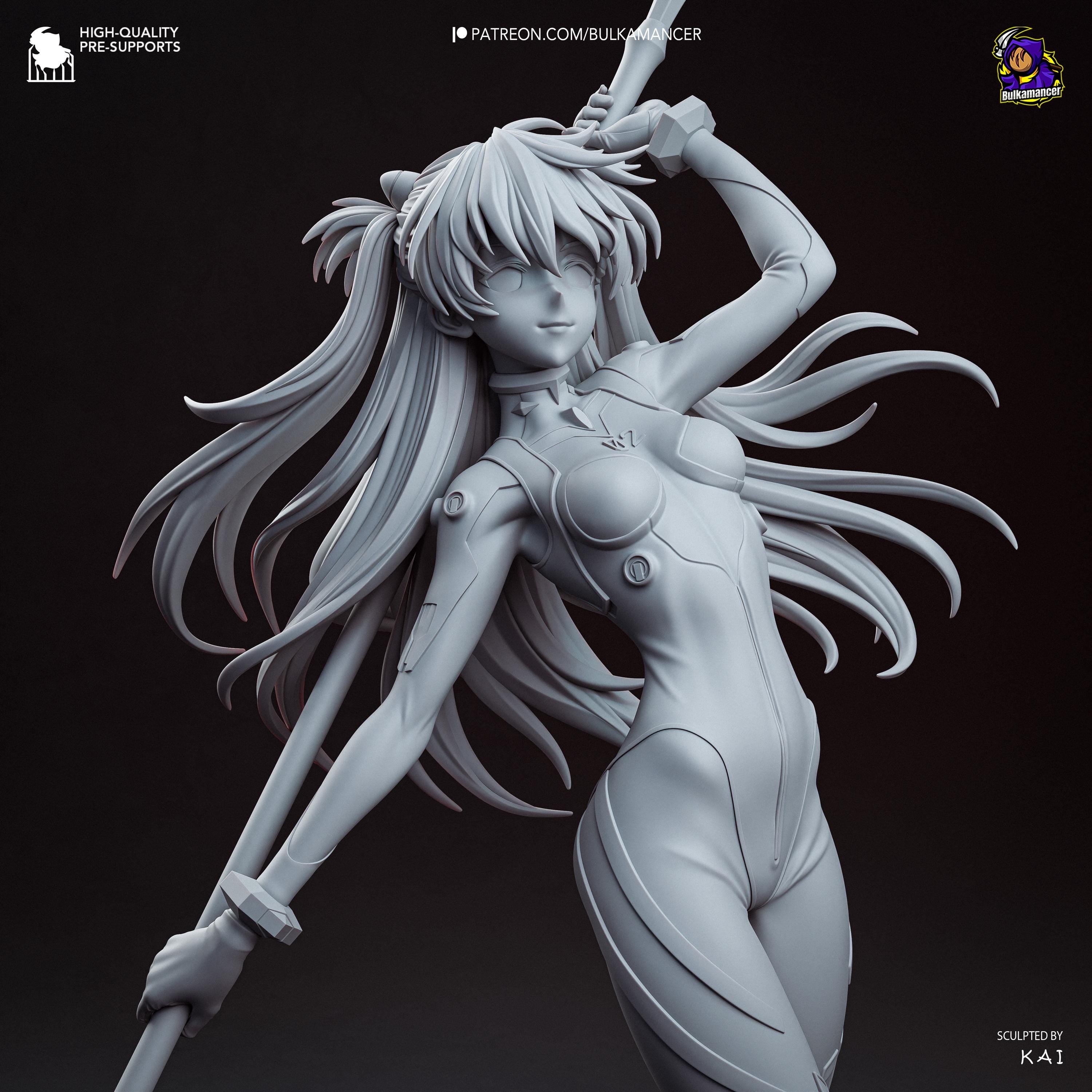 Crimson Synchronist - Anime Female Pilot Mech Asuka Langley Resin Figure 16K