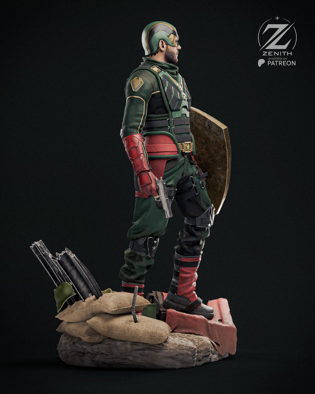 Patriotic Relic - Superhero Military War Hero Comic Character Soldier Boy Resin Figure 16K