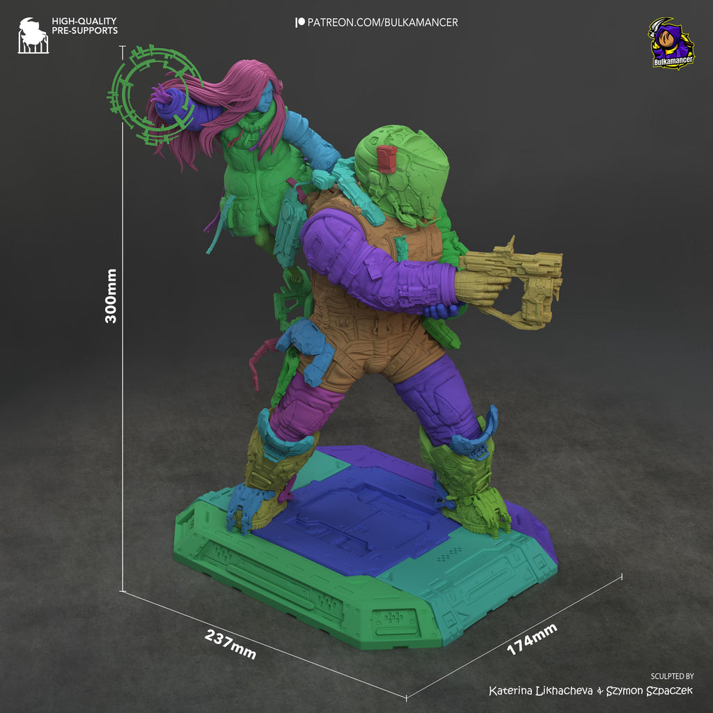 The Last Transmission - Sci Fi Game Diorama Astronaut Figure Diana And Hugh Resin Figure 16K