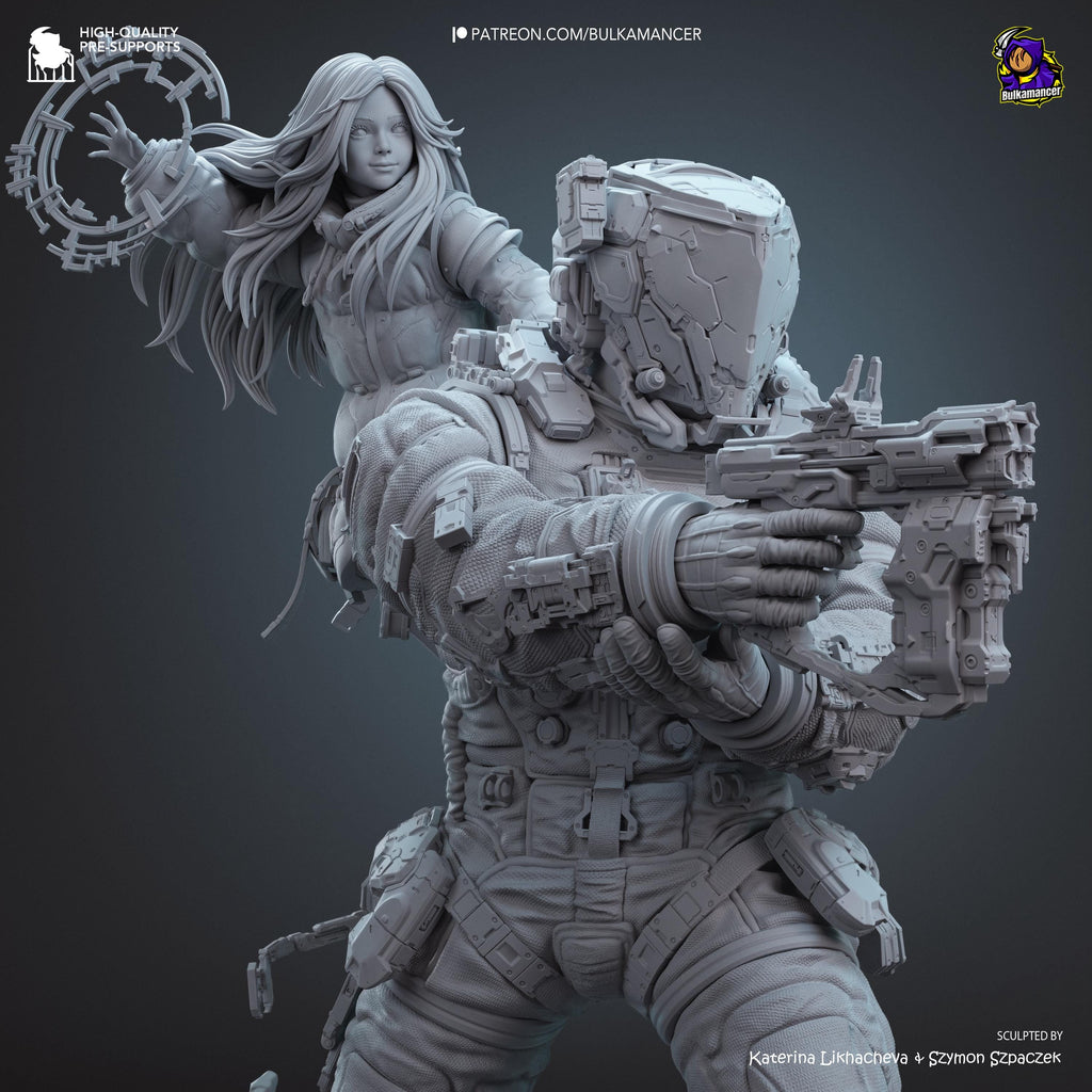 The Last Transmission - Sci Fi Game Diorama Astronaut Figure Diana And Hugh Resin Figure 16K