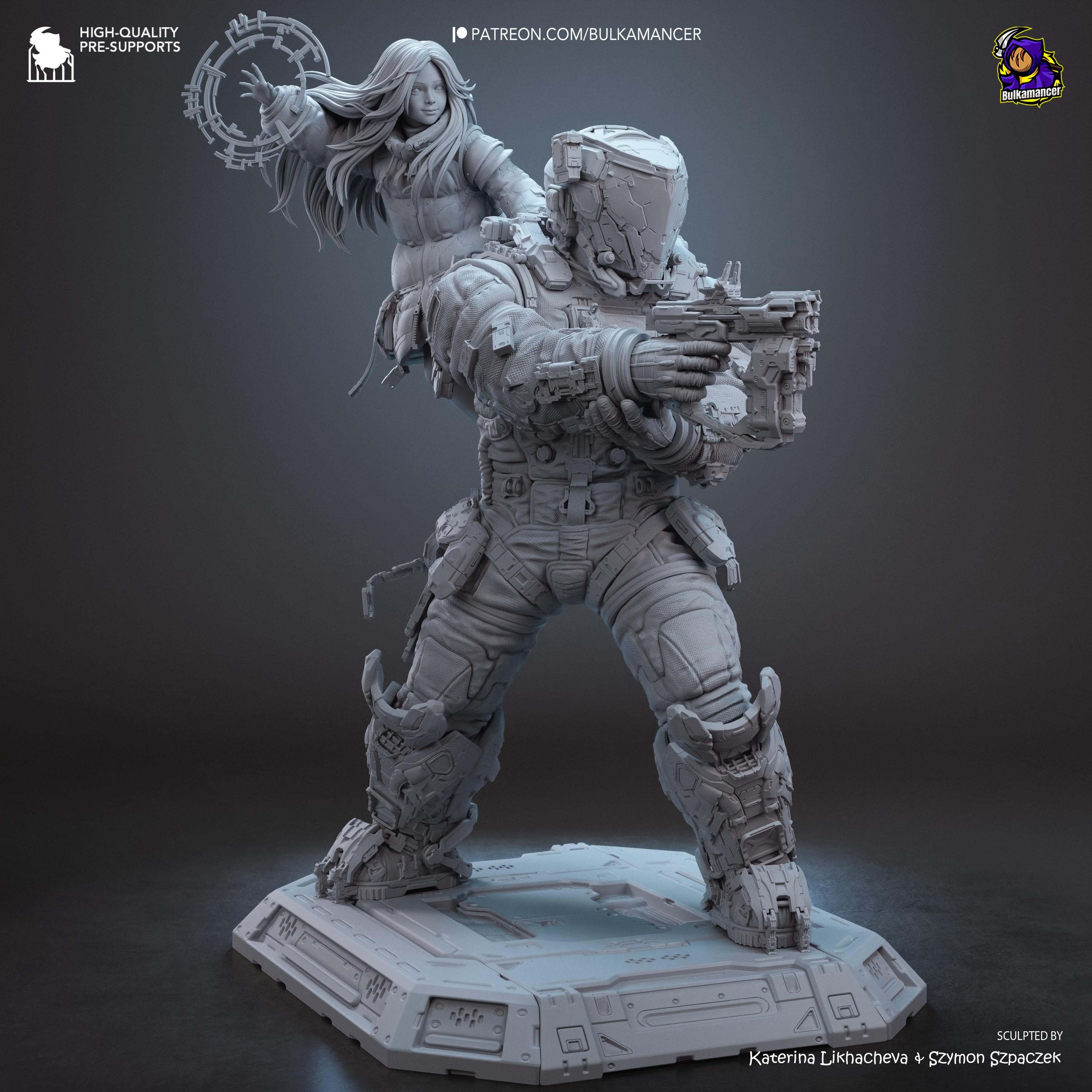 The Last Transmission - Sci Fi Game Diorama Astronaut Figure Diana And Hugh Resin Figure 16K