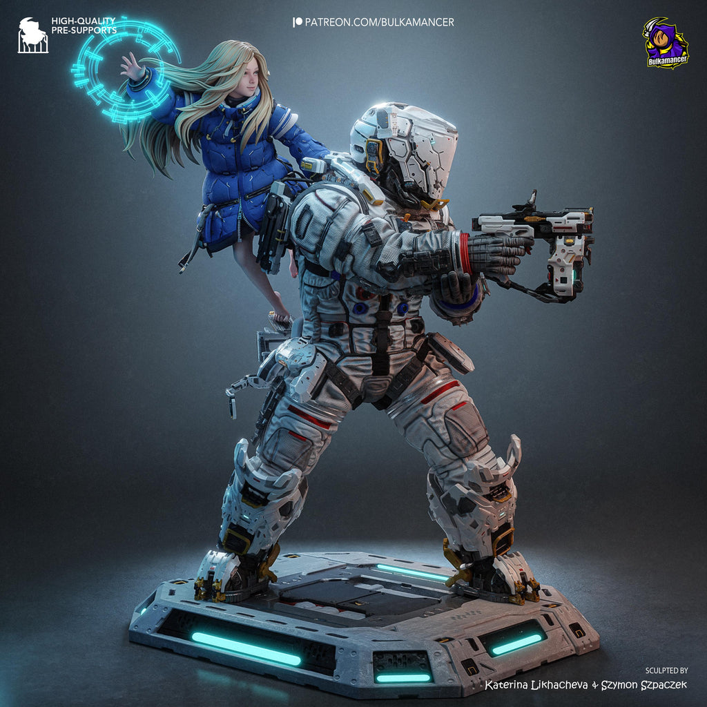 The Last Transmission - Sci Fi Game Diorama Astronaut Figure Diana And Hugh Resin Figure 16K