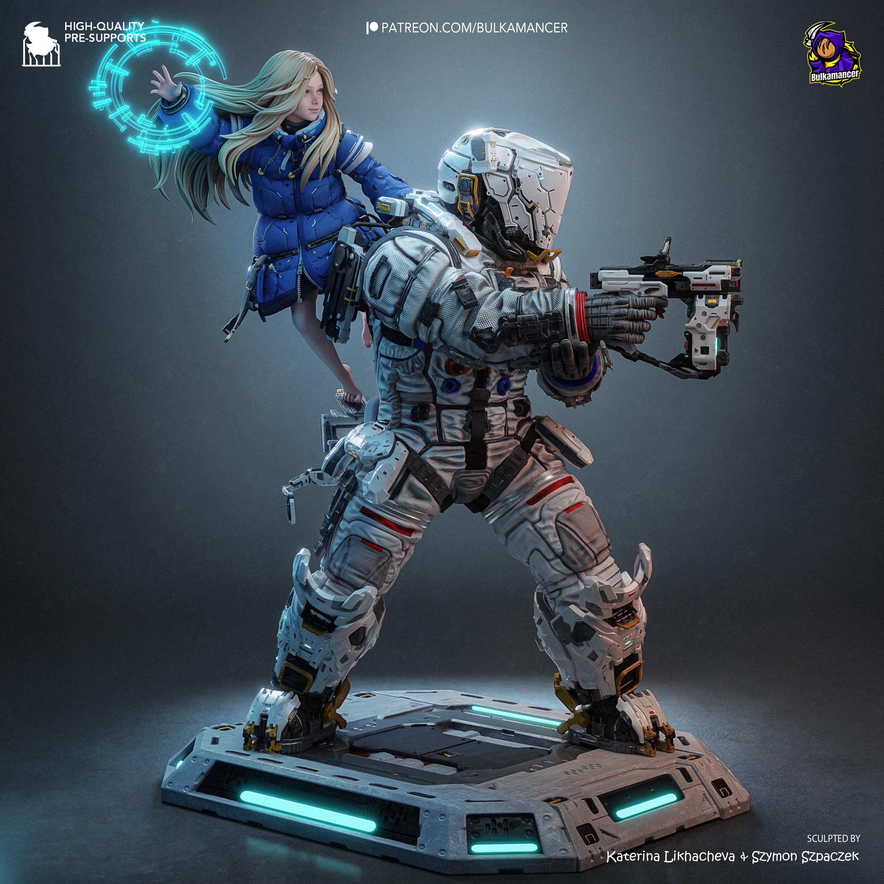 The Last Transmission - Sci Fi Game Diorama Astronaut Figure Diana And Hugh Resin Figure 16K