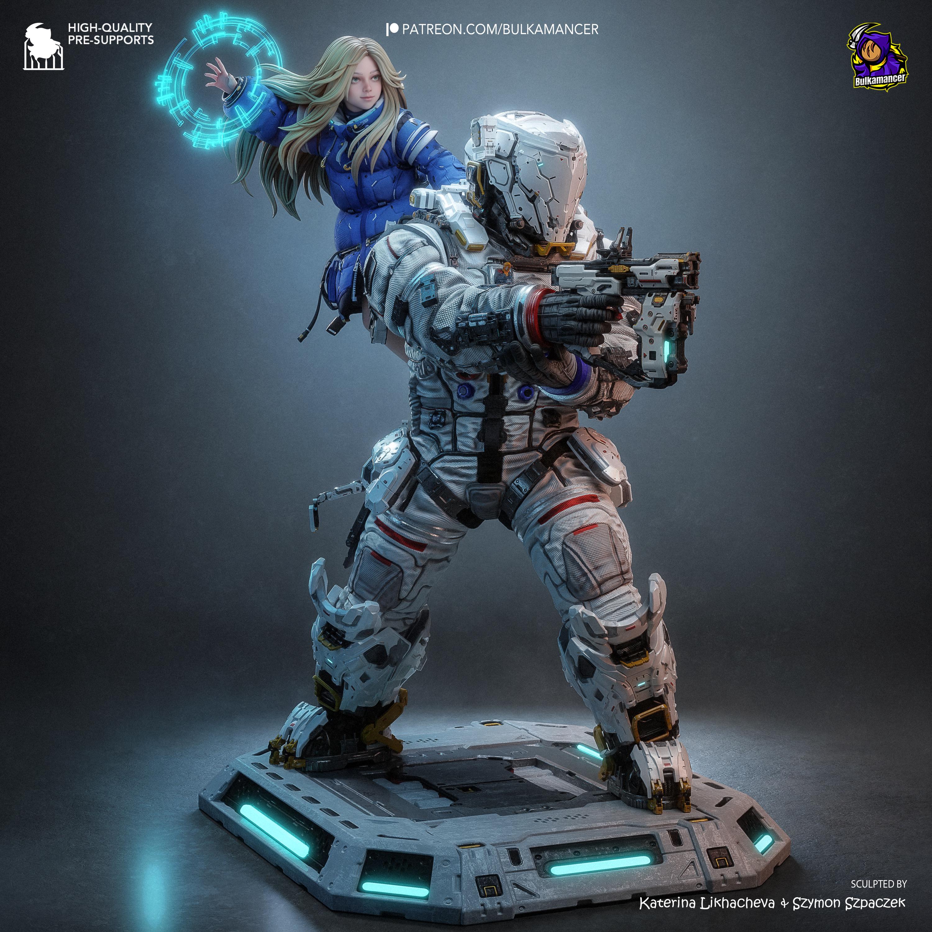 The Last Transmission - Sci Fi Game Diorama Astronaut Figure Diana And Hugh Resin Figure 16K