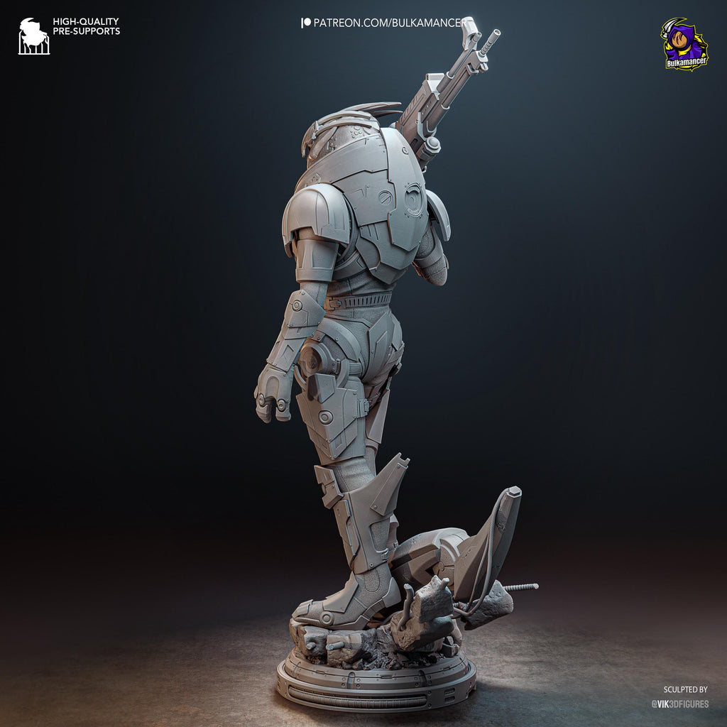 Turian Renegade - Alien Sniper Space Warrior Sci Fi Garrus Resin Figure 16K