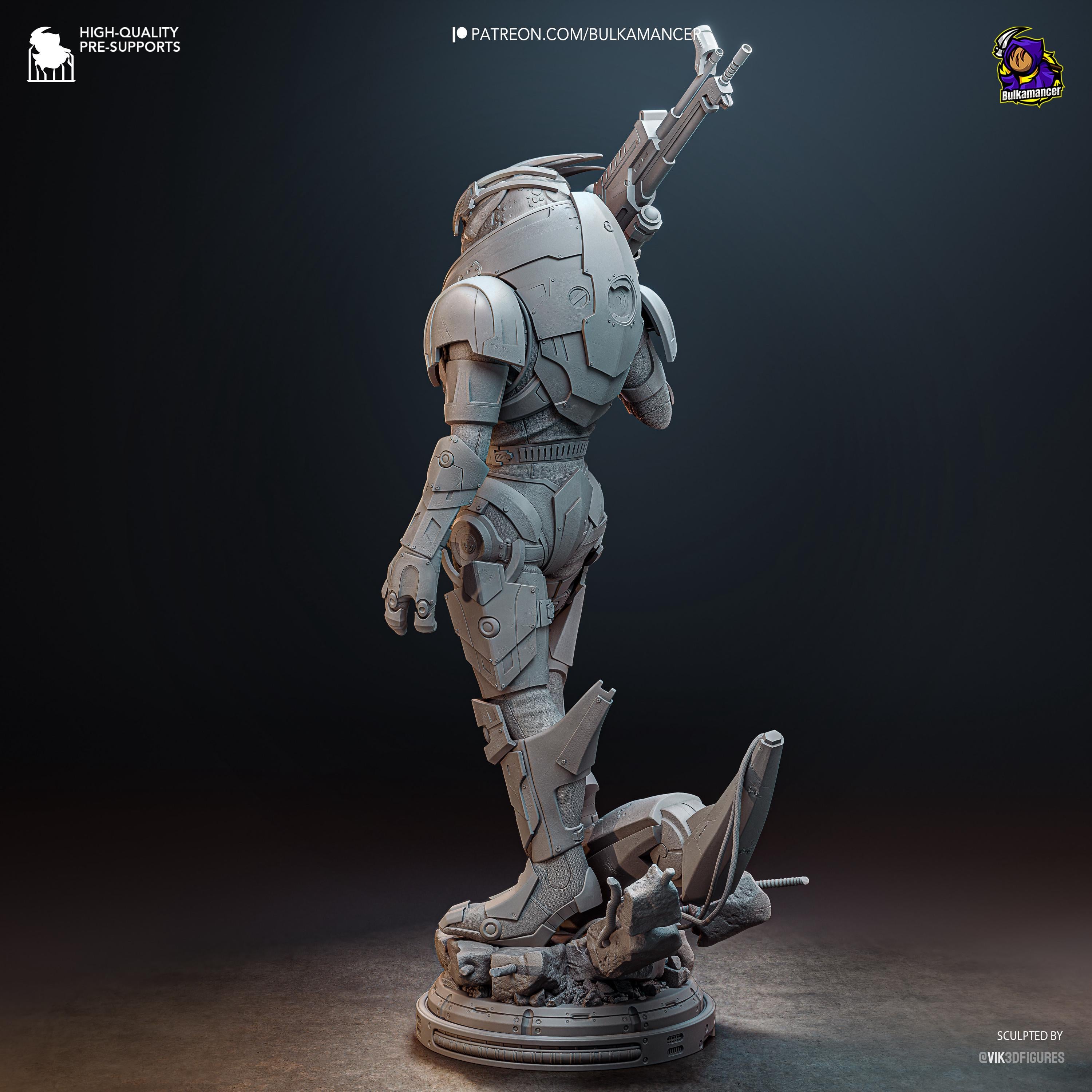 Turian Renegade - Alien Sniper Space Warrior Sci Fi Garrus Resin Figure 16K
