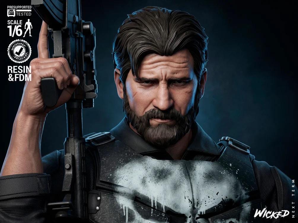 Ruthless Vigilate - Comic Anti-Hero Vigilante Soldier The Punisher Resin Figure 16K