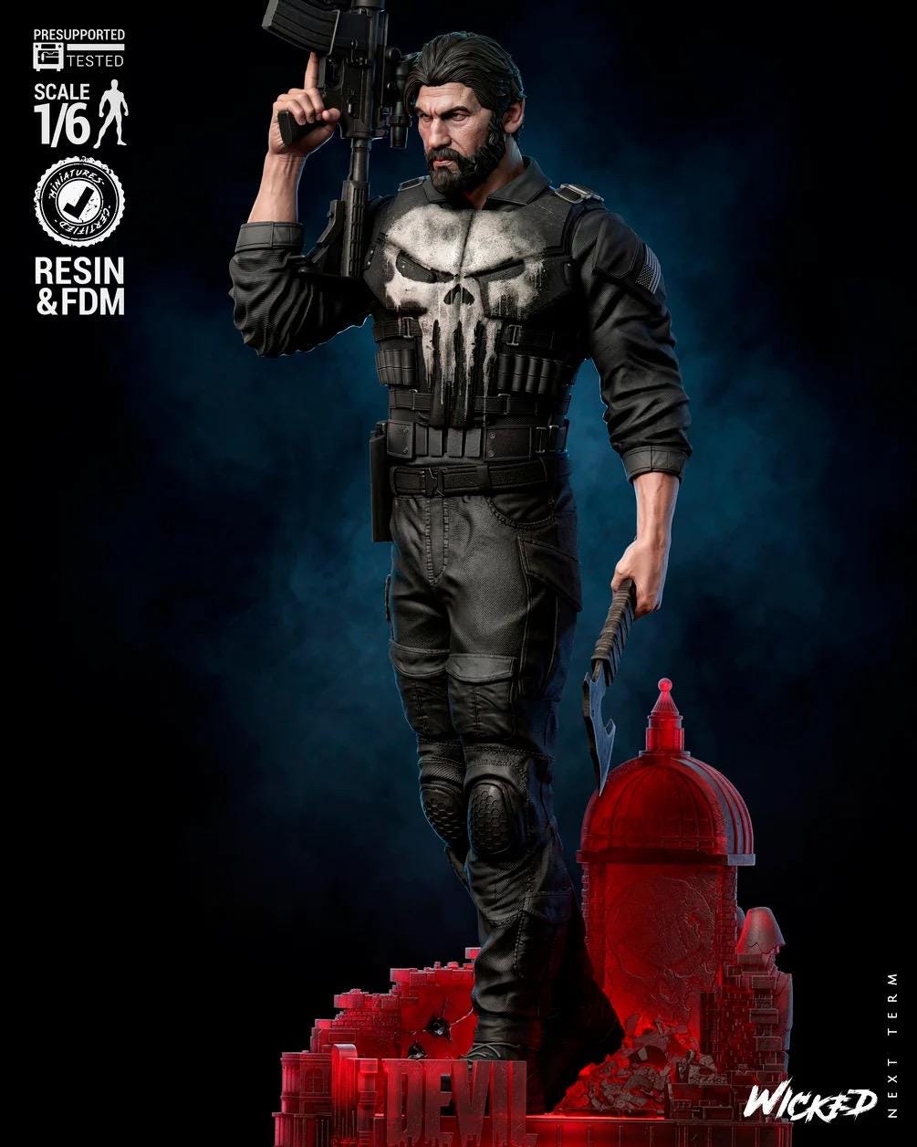 Ruthless Vigilate - Comic Anti-Hero Vigilante Soldier The Punisher Resin Figure 16K
