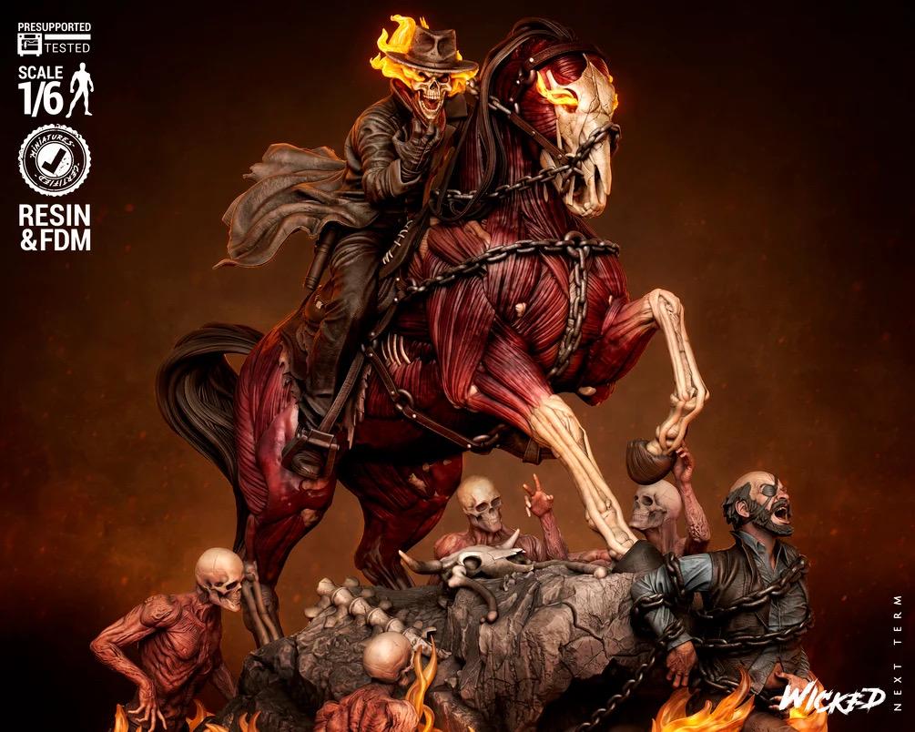 Wrath Of The Damned - Skull Flame Comic Character Ghost Rider Resin Figure 16K