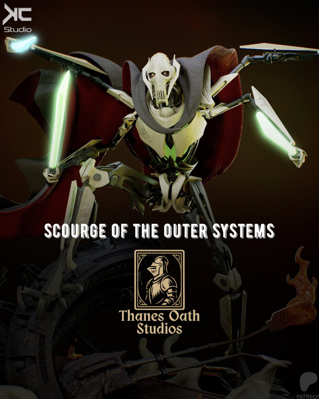 Scourge Of The Outer Sytems - Cyborg Warrior Alien Commander General Grievous Resin Figure 16K