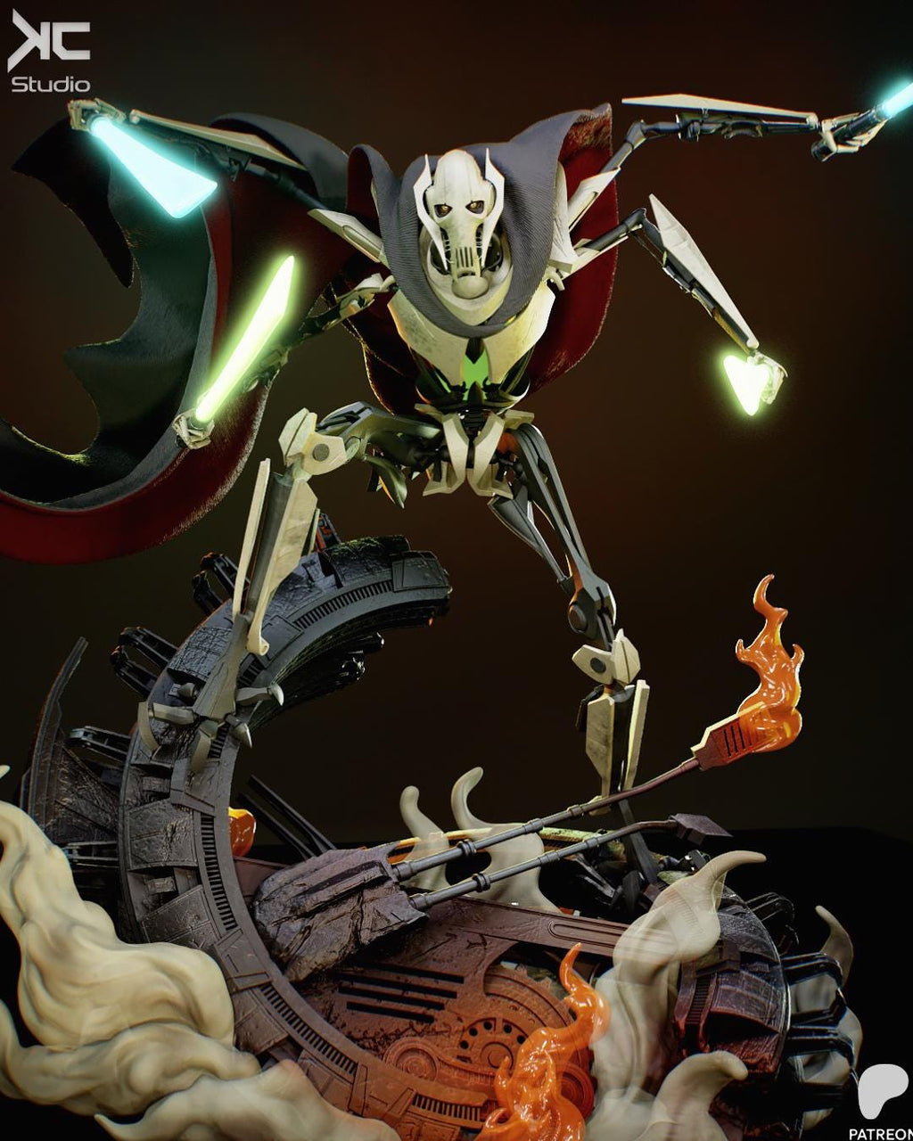 Scourge Of The Outer Sytems - Cyborg Warrior Alien Commander General Grievous Resin Figure 16K