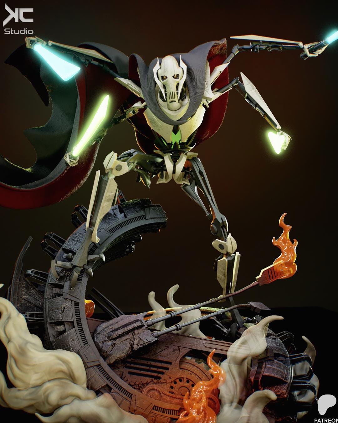 Scourge Of The Outer Sytems - Cyborg Warrior Alien Commander General Grievous Resin Figure 16K