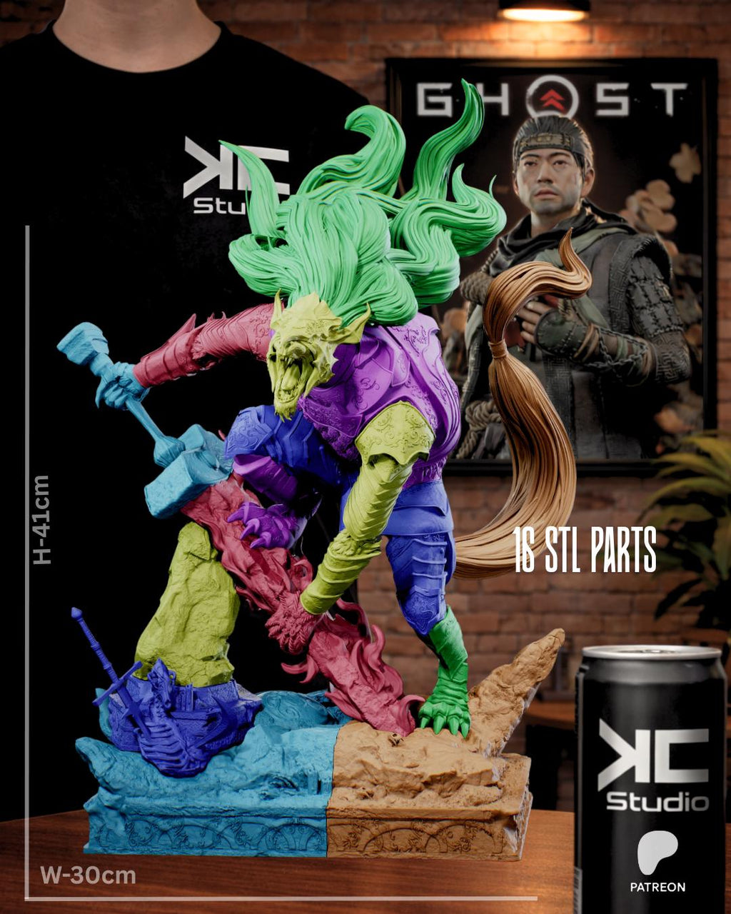 Guardian Of Destined Death - Dark Fantasy Wolf Warrior Black Blade Maliketh Resin Figure 16K