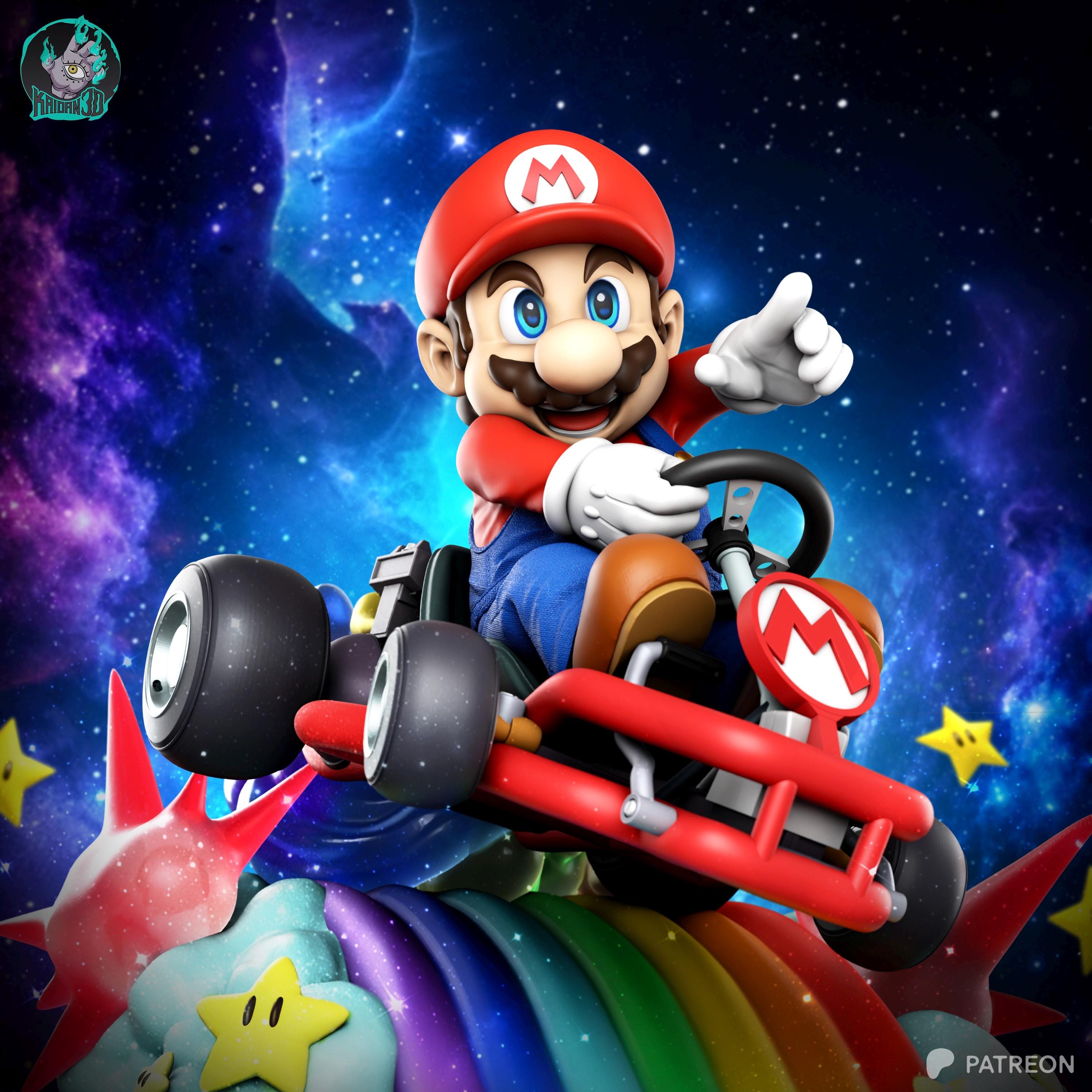 The Red Racer - Arcade Fantasy Cartoon Racing Super Mario Resin Figure 16K