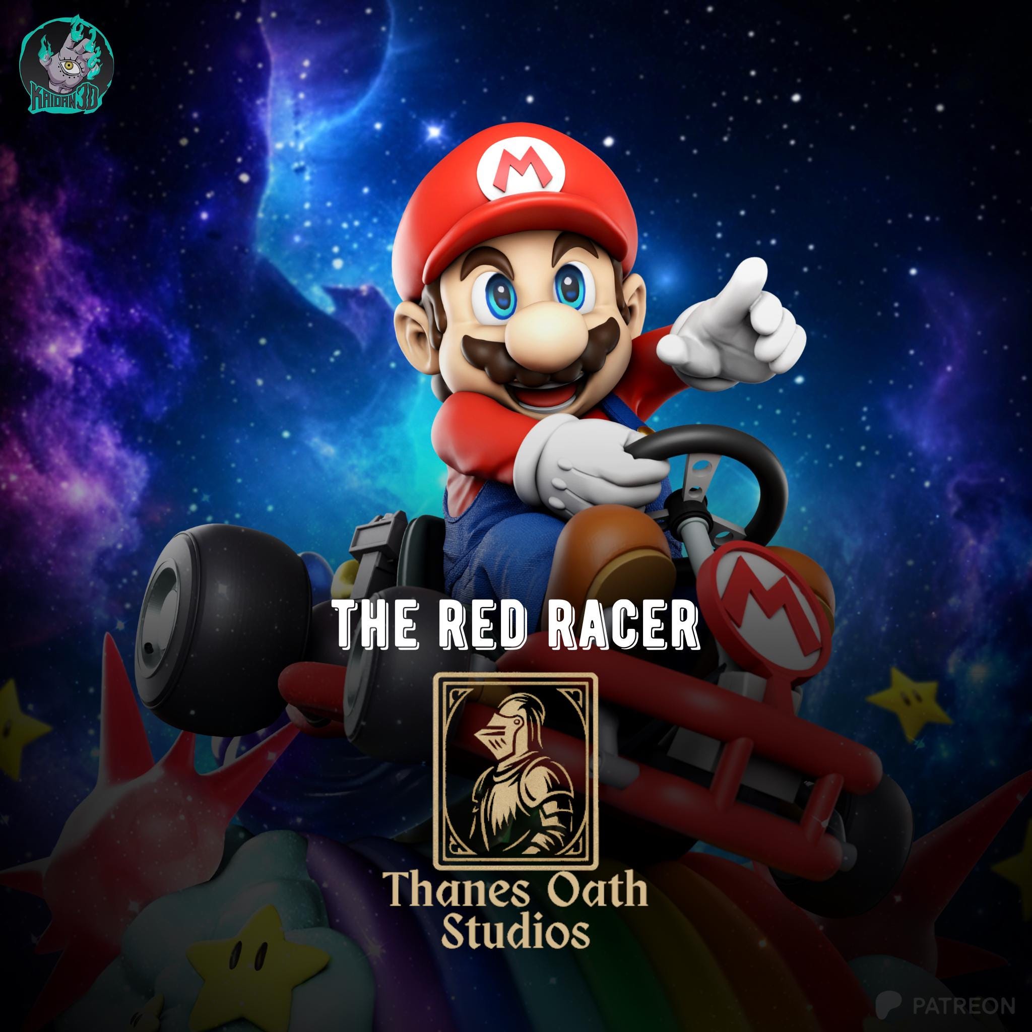 The Red Racer - Arcade Fantasy Cartoon Racing Super Mario Resin Figure 16K