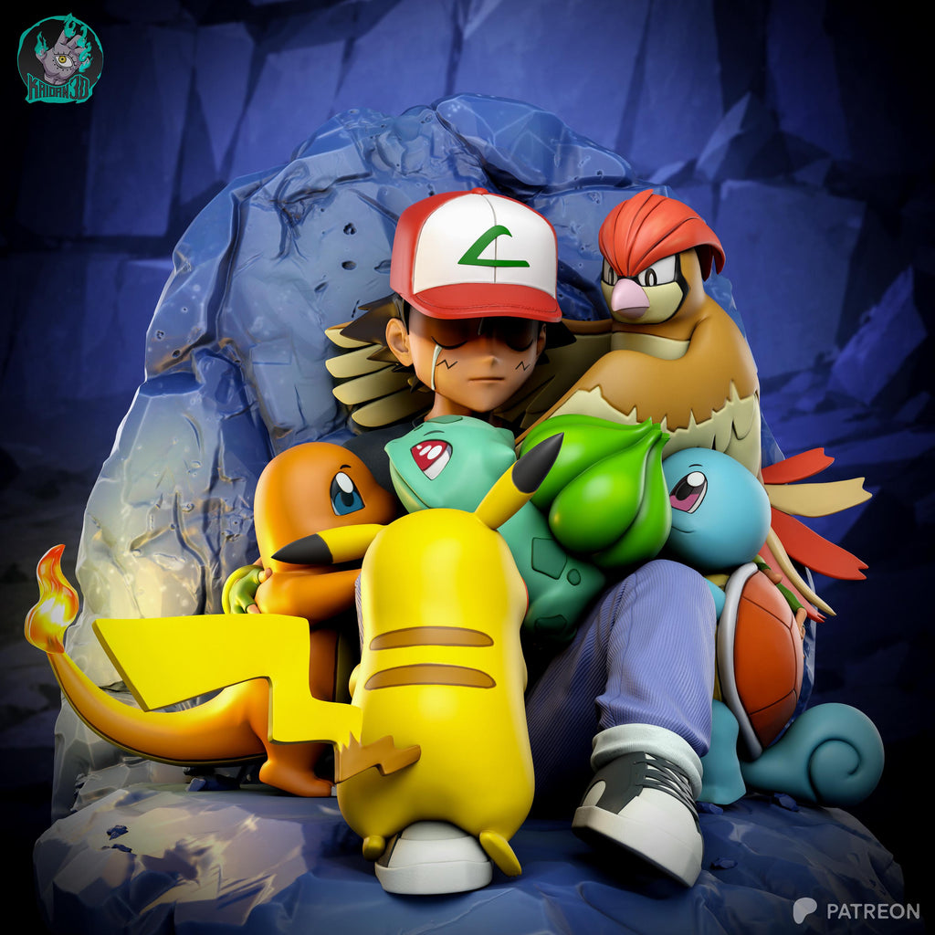 Shelter In Friendship - Monster Trainer Anime Companion Ash & Friends Resin Figure 16K