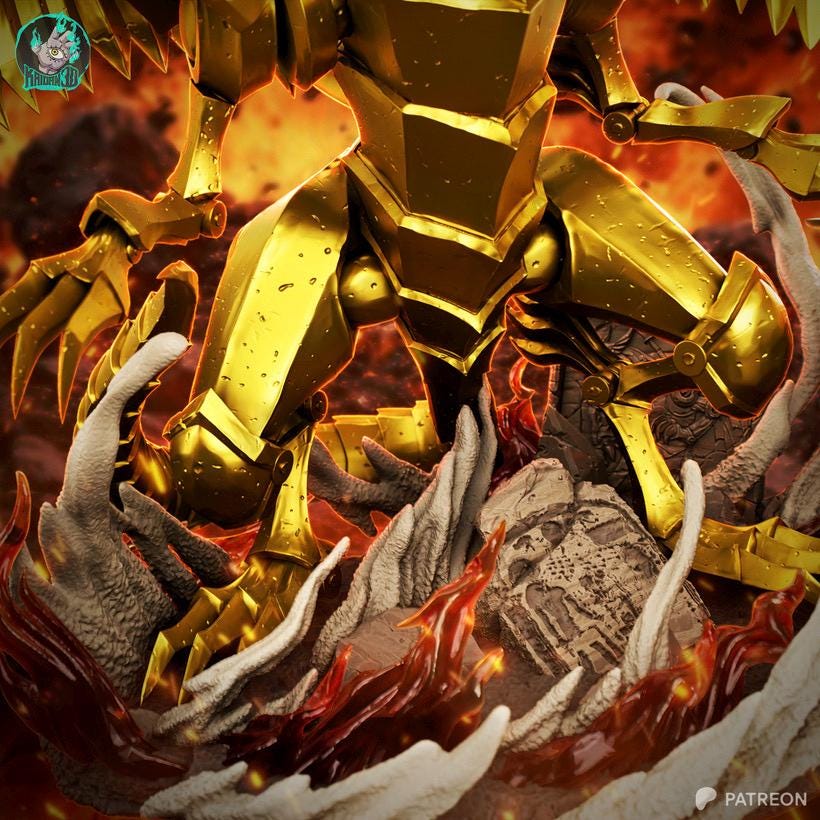 The Divine Sky Tyrant - Golden Dragon Ancient Diety The Winged Dragon Of Ra Resin Figure 16K
